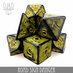 Road Sign Danger Dice Set by DNDDICE.COM