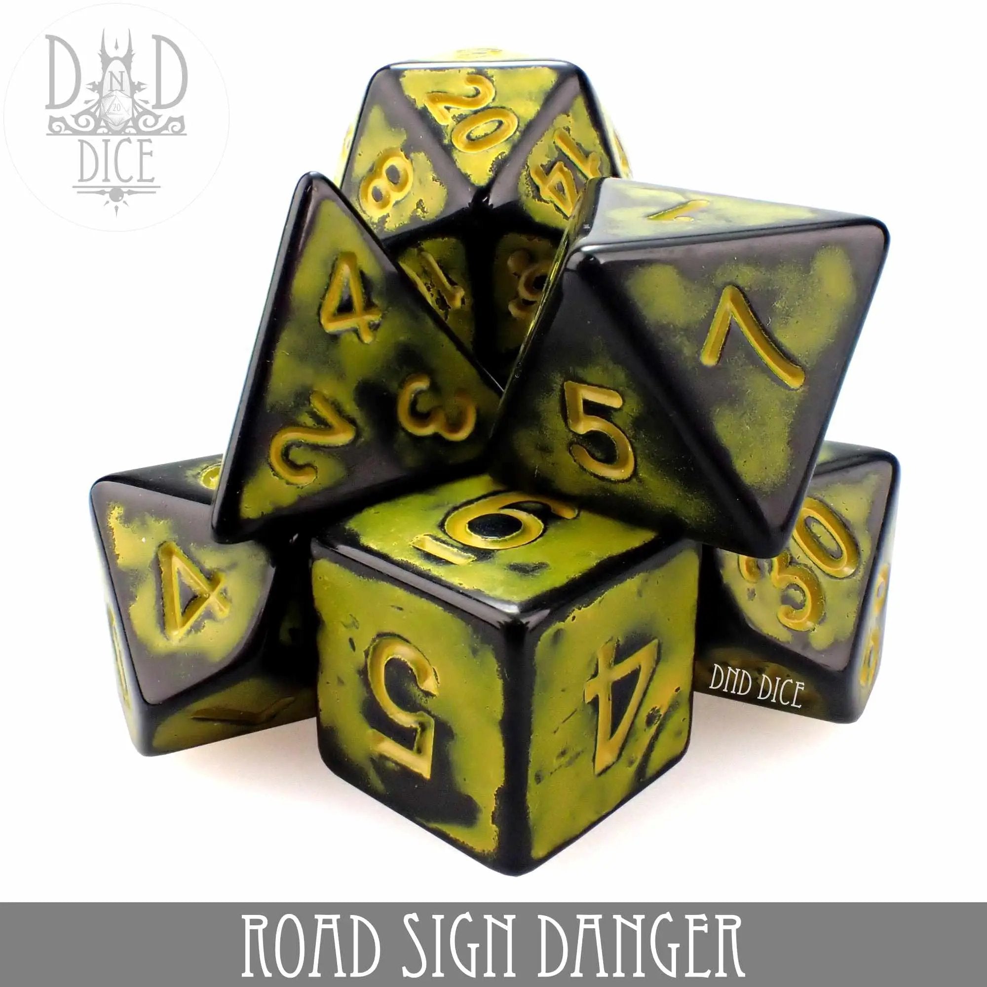 Road Sign Danger Dice Set by DNDDICE.COM