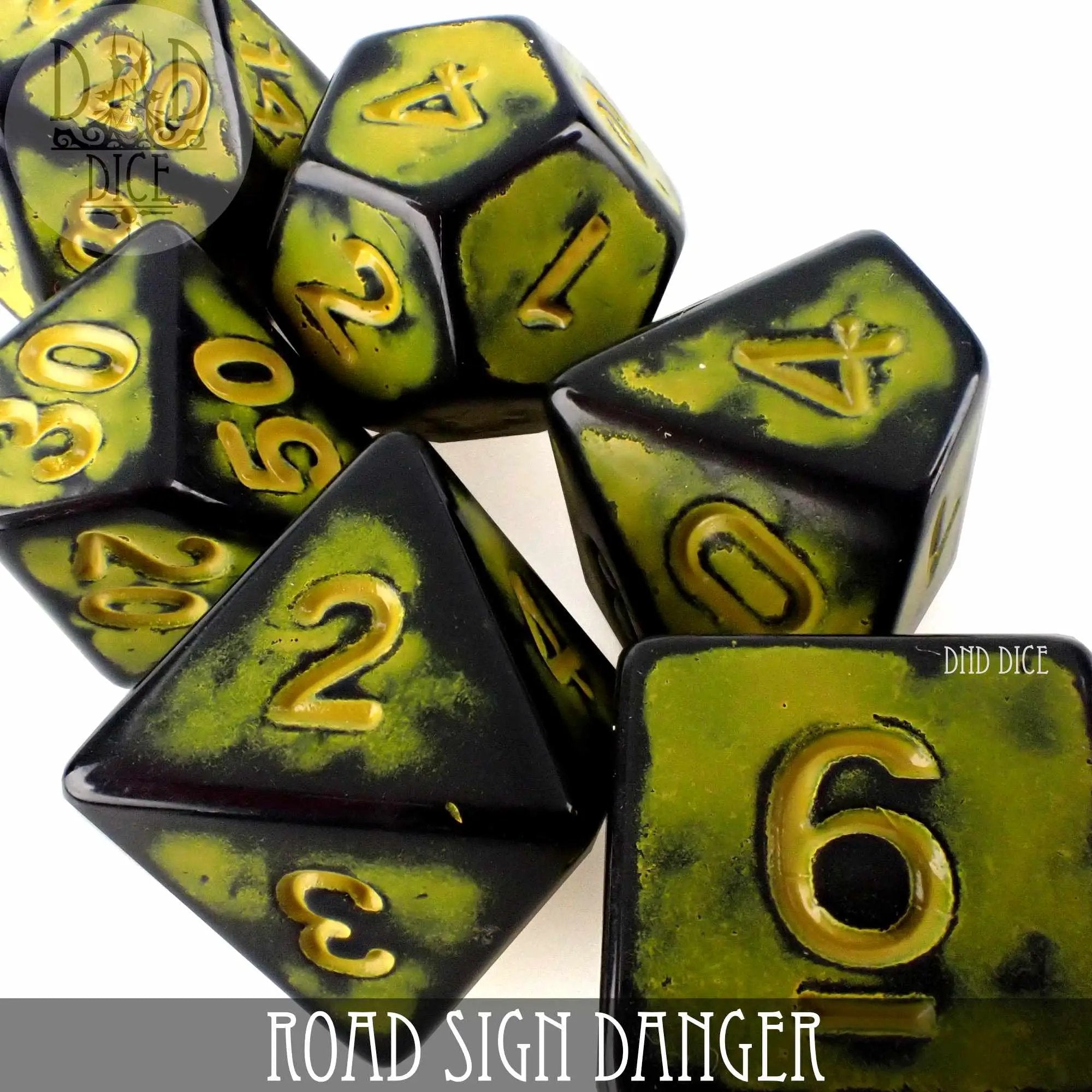 Road Sign Danger Dice Set by DNDDICE.COM