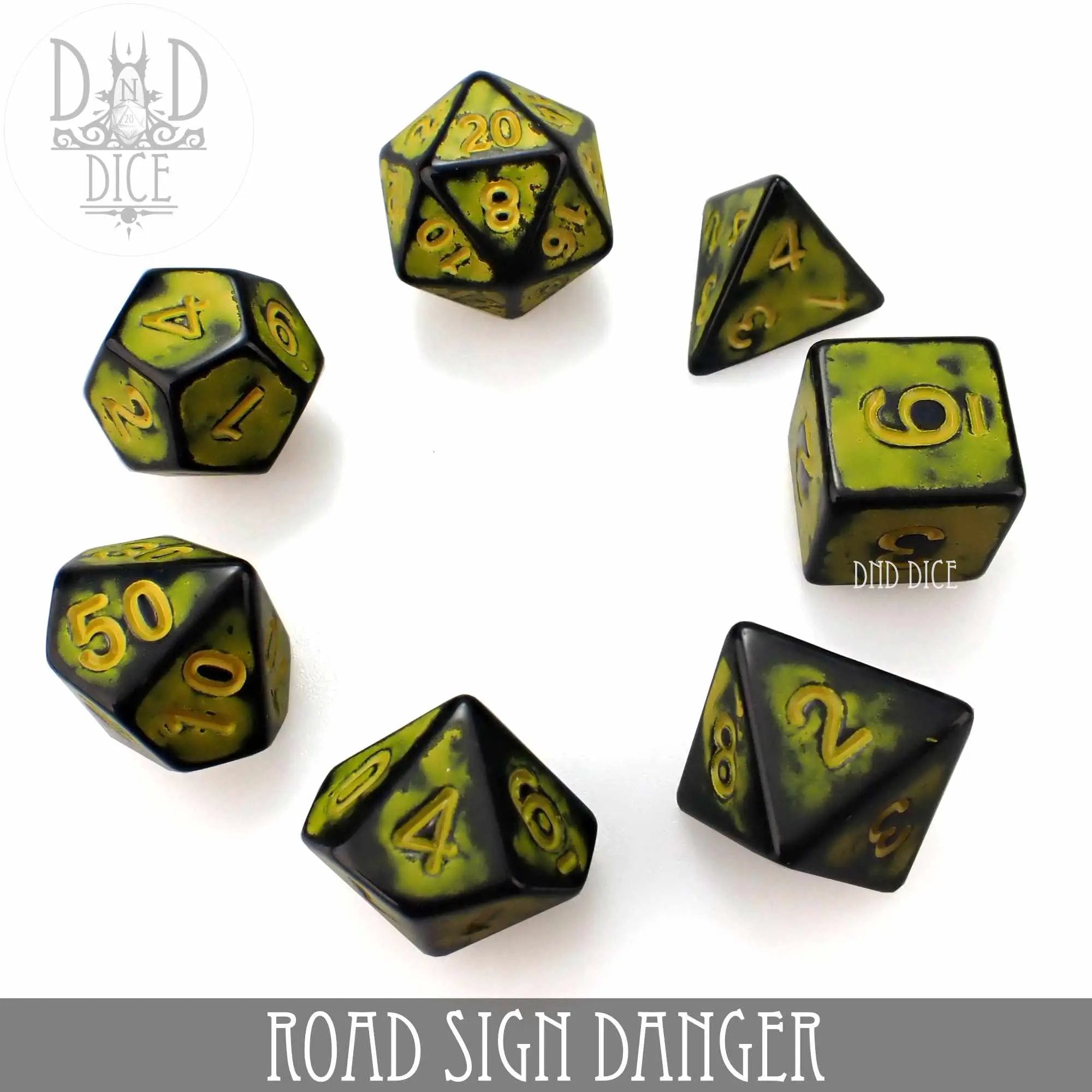Road Sign Danger Dice Set by DNDDICE.COM