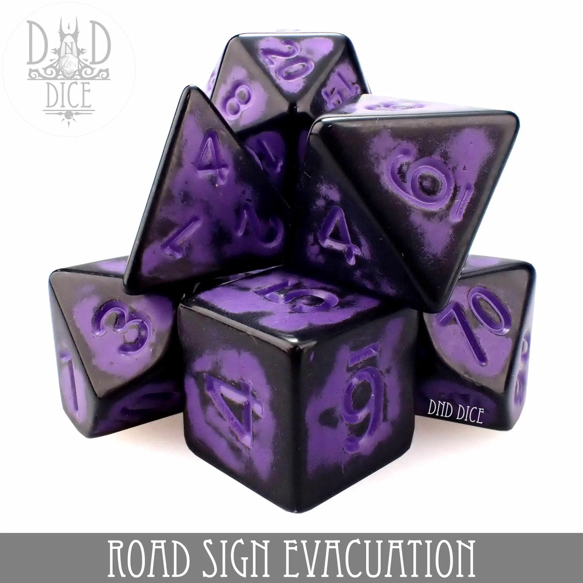 Road Sign Evacuation Dice Set by DNDDICE.COM