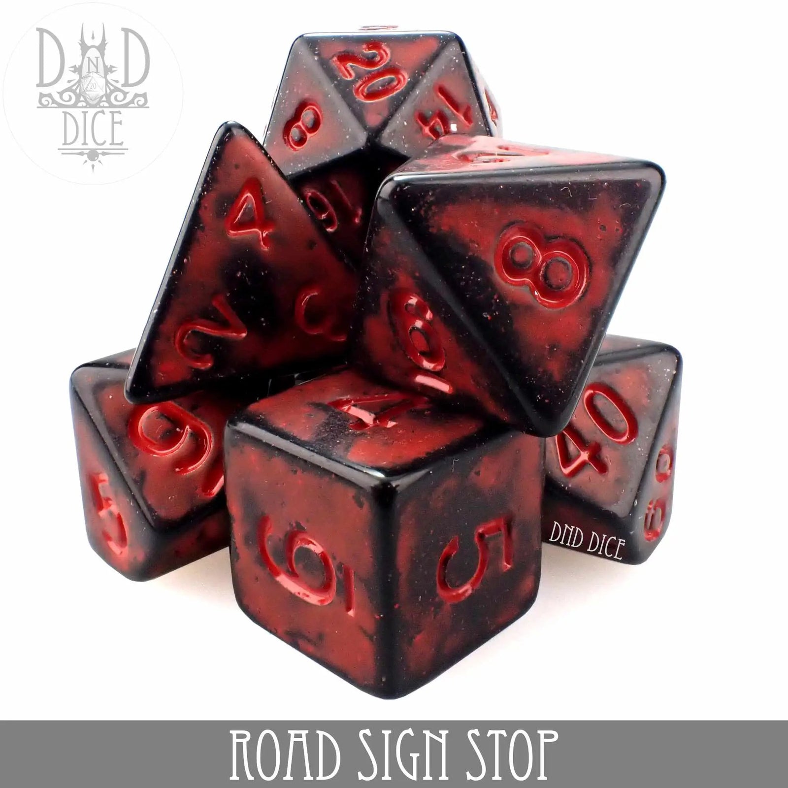 Road Sign Stop Dice Set by DNDDICE.COM