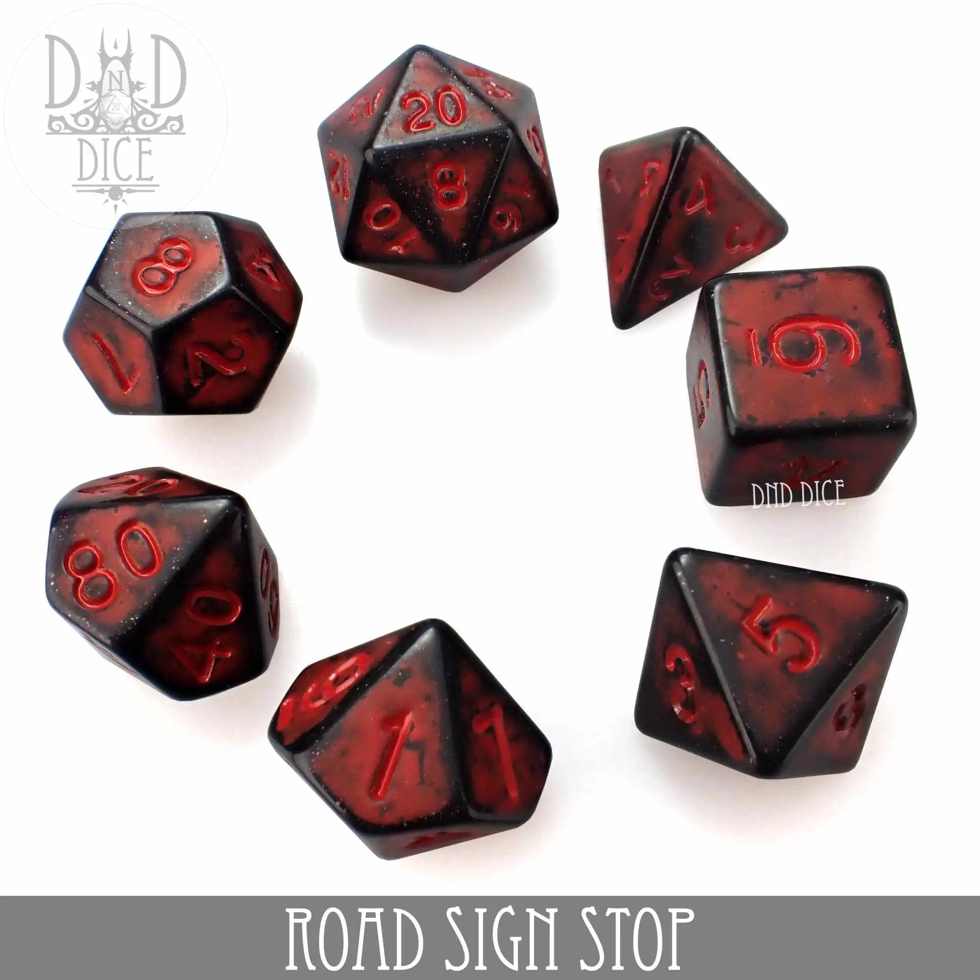 Road Sign Stop Dice Set by DNDDICE.COM