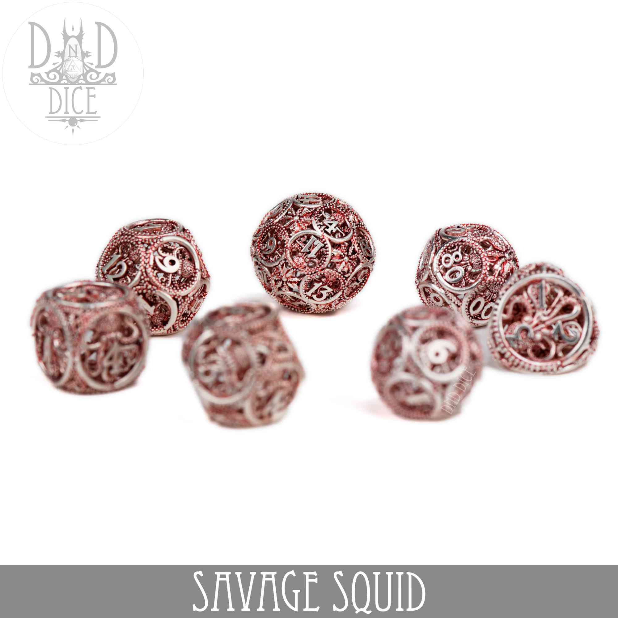 Savage Squid Metal Dice Set (Gift Box) by DNDDICE.COM