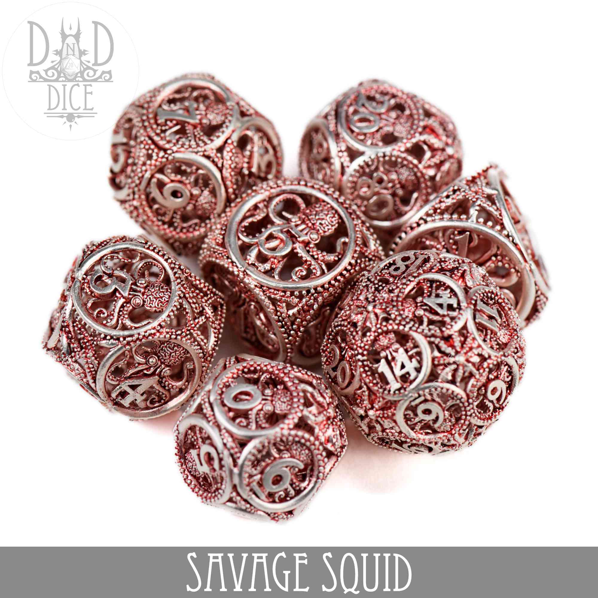 Savage Squid Metal Dice Set (Gift Box) by DNDDICE.COM