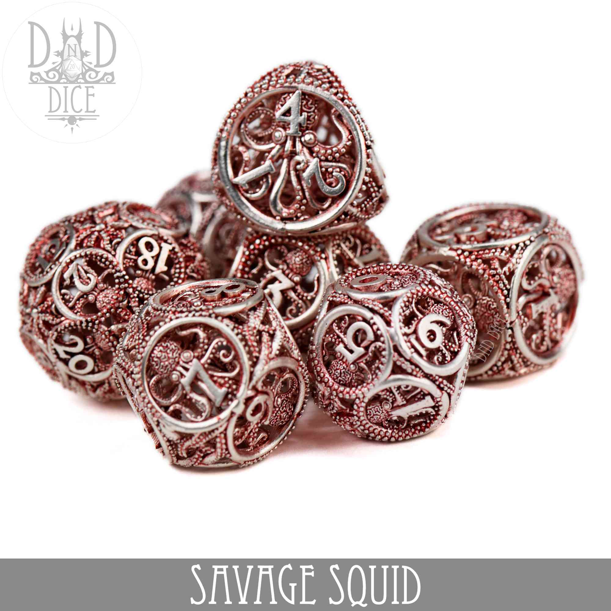 Savage Squid Metal Dice Set (Gift Box) by DNDDICE.COM