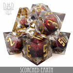 Scorched Earth Liquid Core Dice Set by DNDDICE.COM