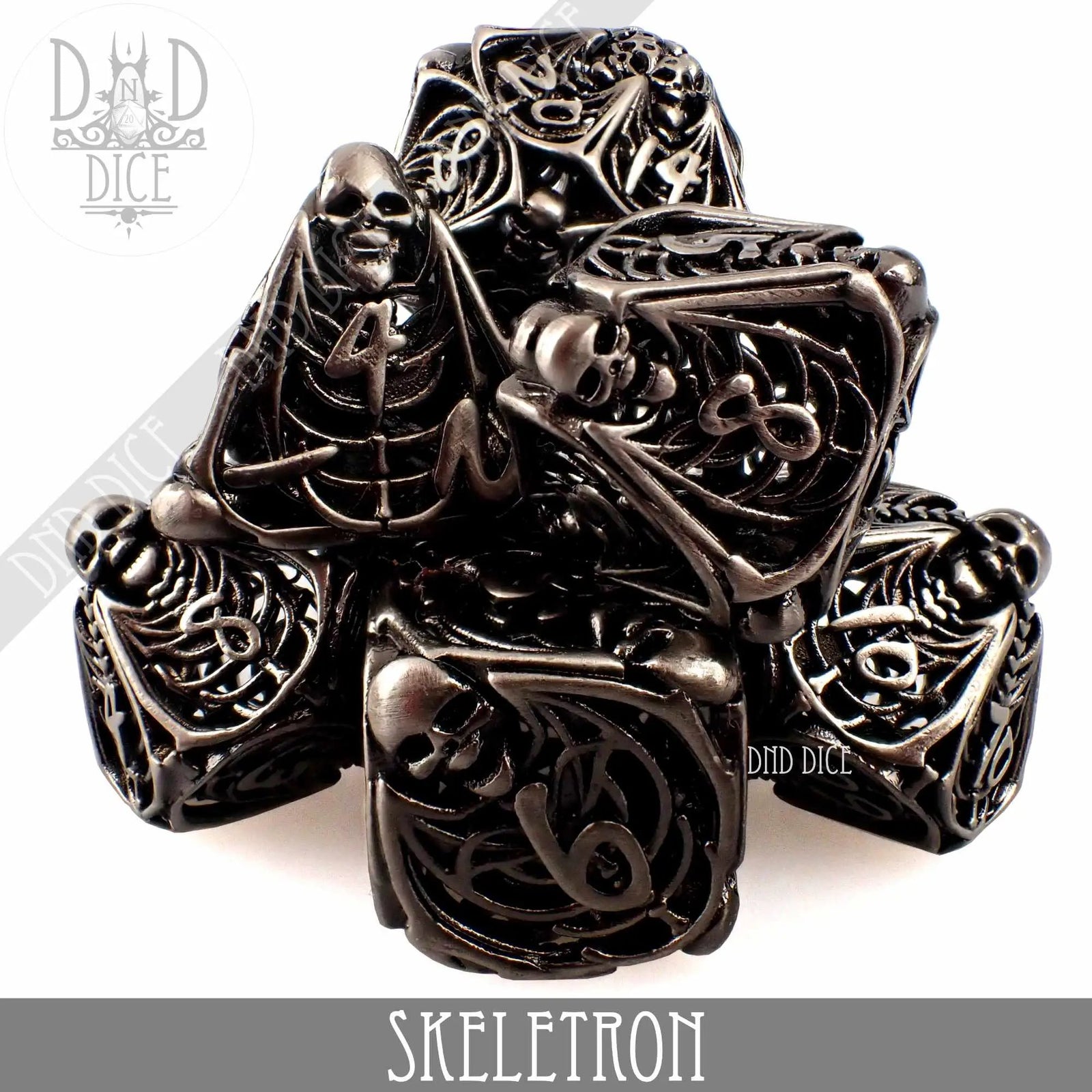 Skeletron Metal Dice Set (Gift Box) by DNDDICE.COM