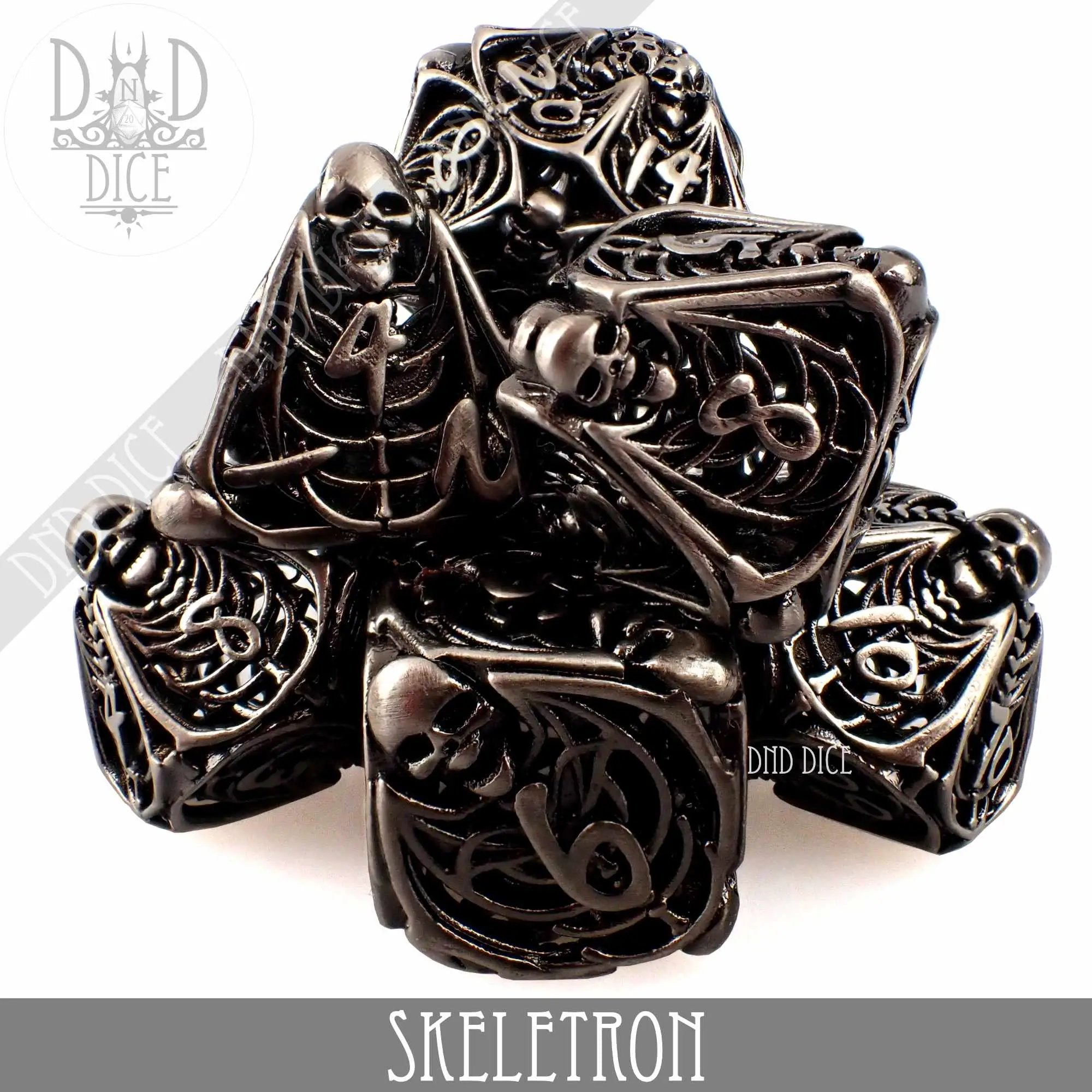 Skeletron Metal Dice Set (Gift Box) by DNDDICE.COM