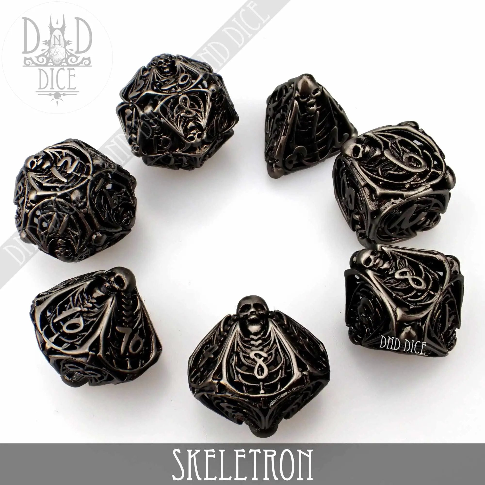 Skeletron Metal Dice Set (Gift Box) by DNDDICE.COM