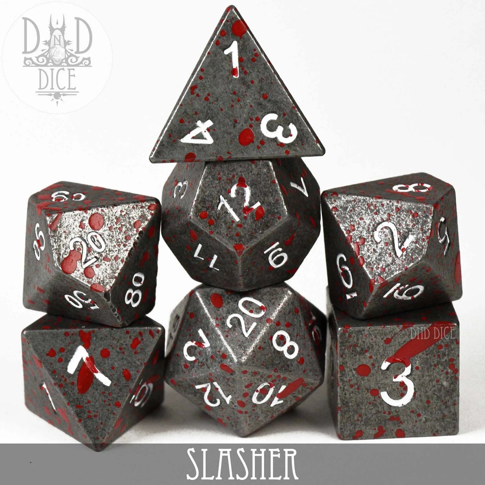 Slasher Metal Dice Set by DNDDICE.COM