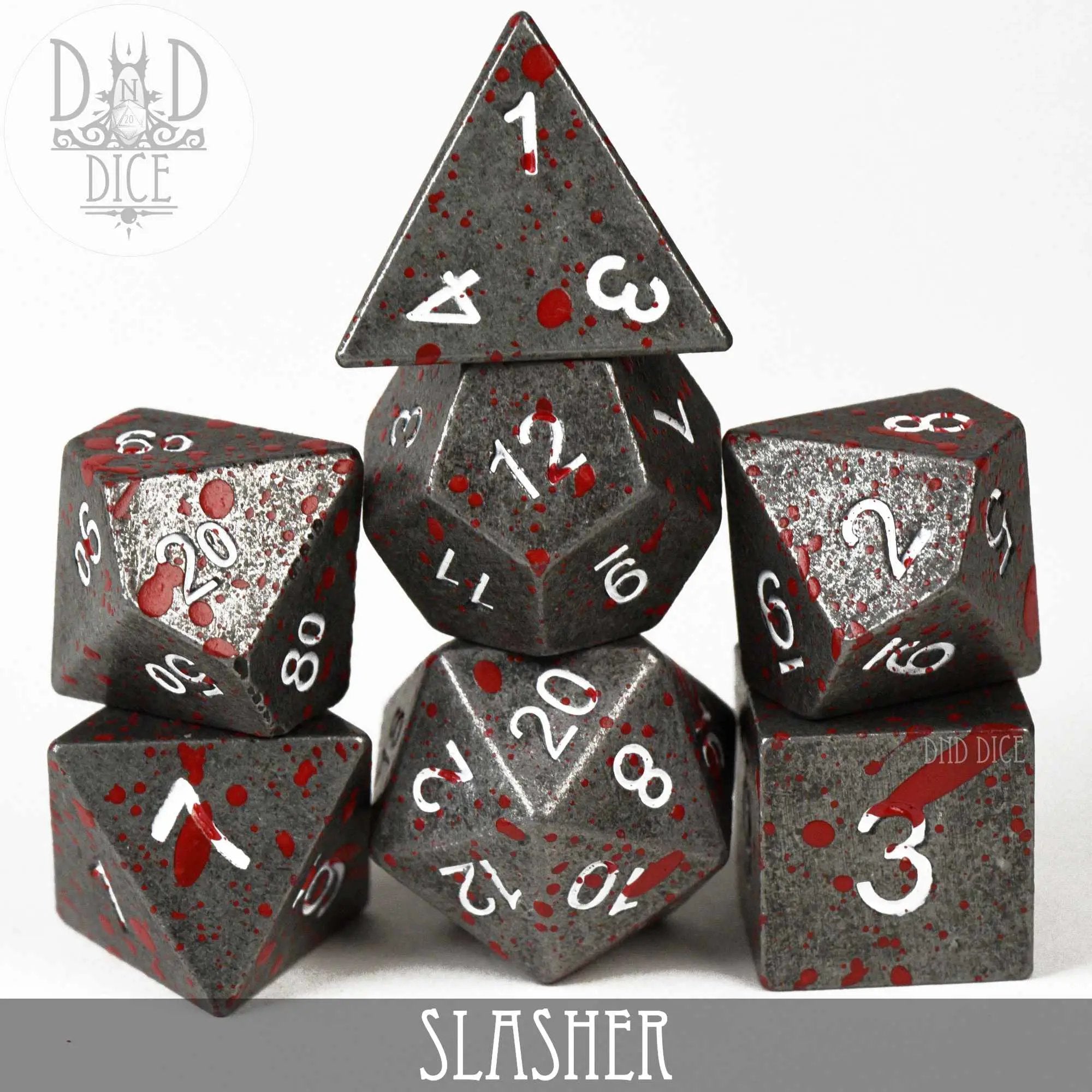 Slasher Metal Dice Set by DNDDICE.COM