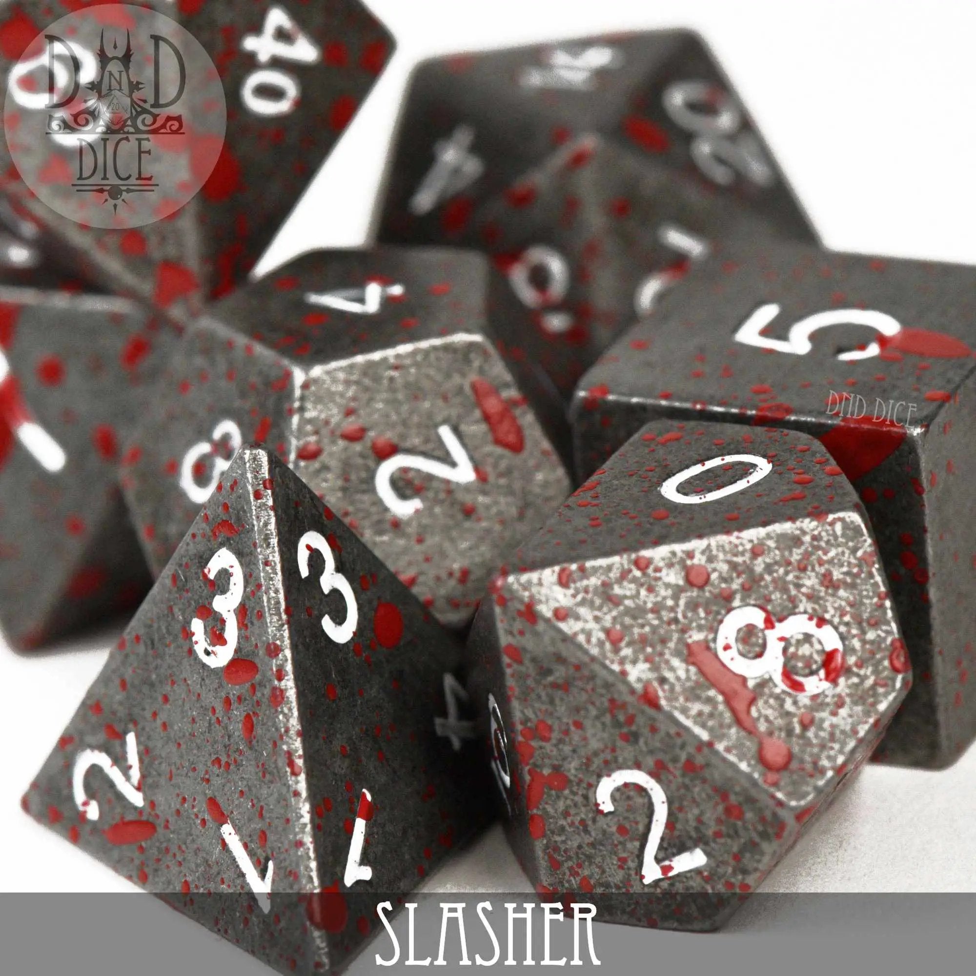 Slasher Metal Dice Set by DNDDICE.COM