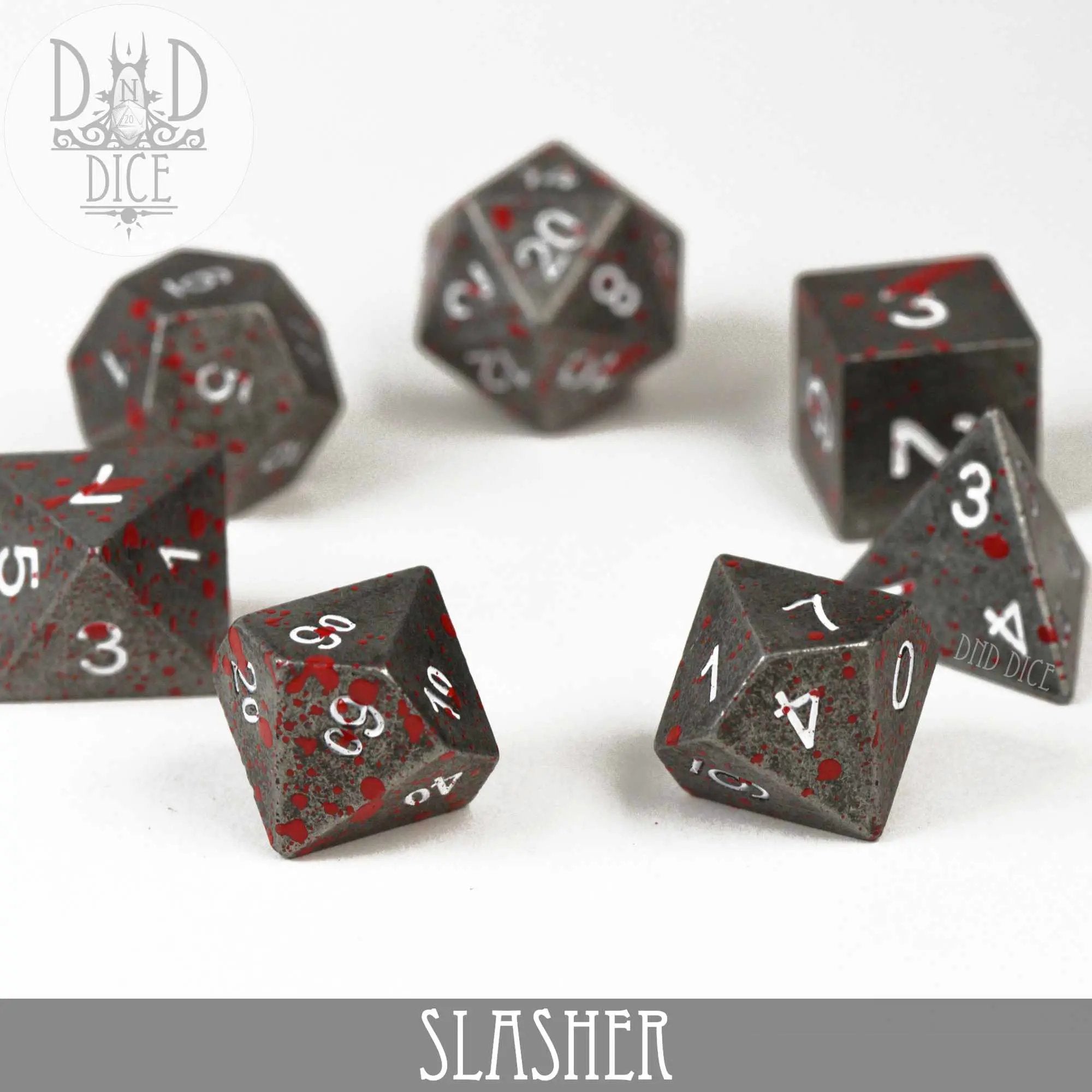 Slasher Metal Dice Set by DNDDICE.COM