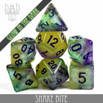 Snake Bite Glow in the Dark Dice Set by DNDDICE.COM
