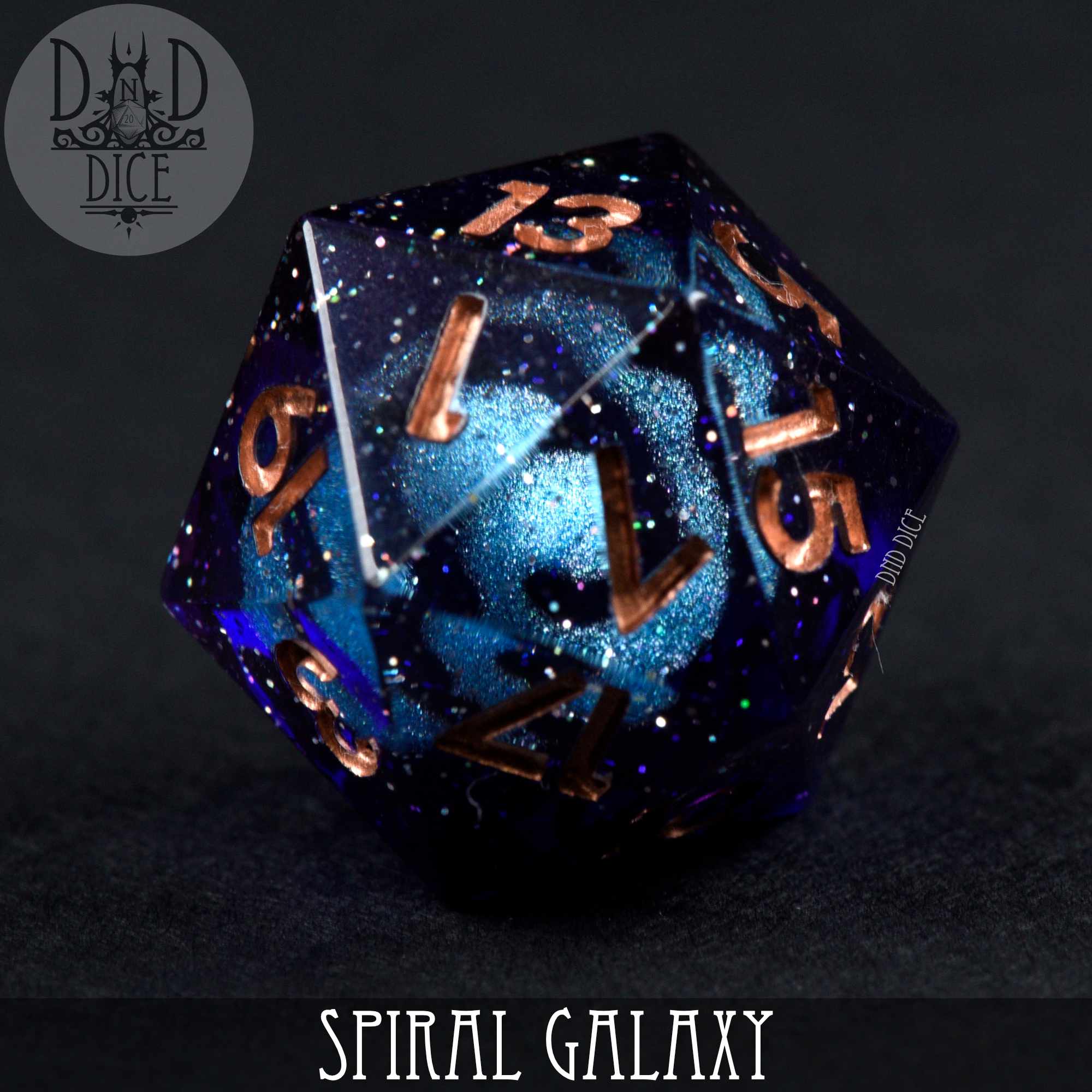 Spiral Galaxy Handmade Dice Set by DNDDICE.COM