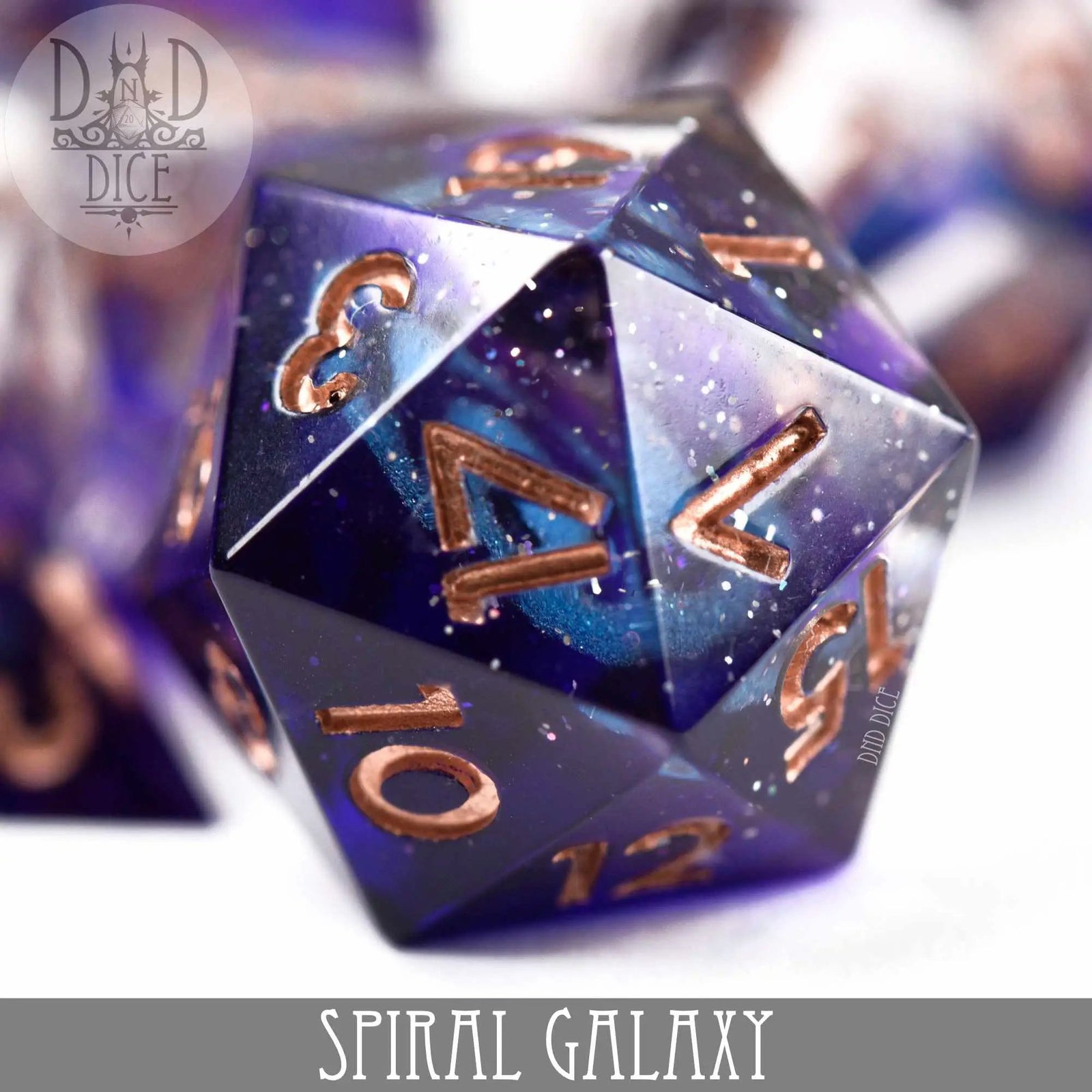 Spiral Galaxy Handmade Dice Set by DNDDICE.COM