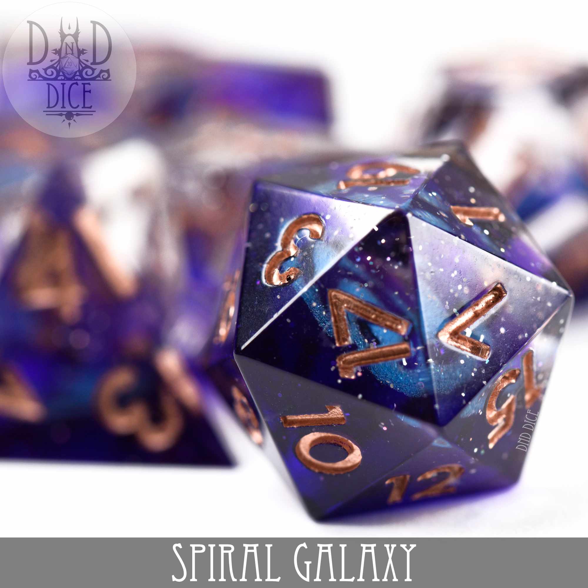 Spiral Galaxy Handmade Dice Set by DNDDICE.COM