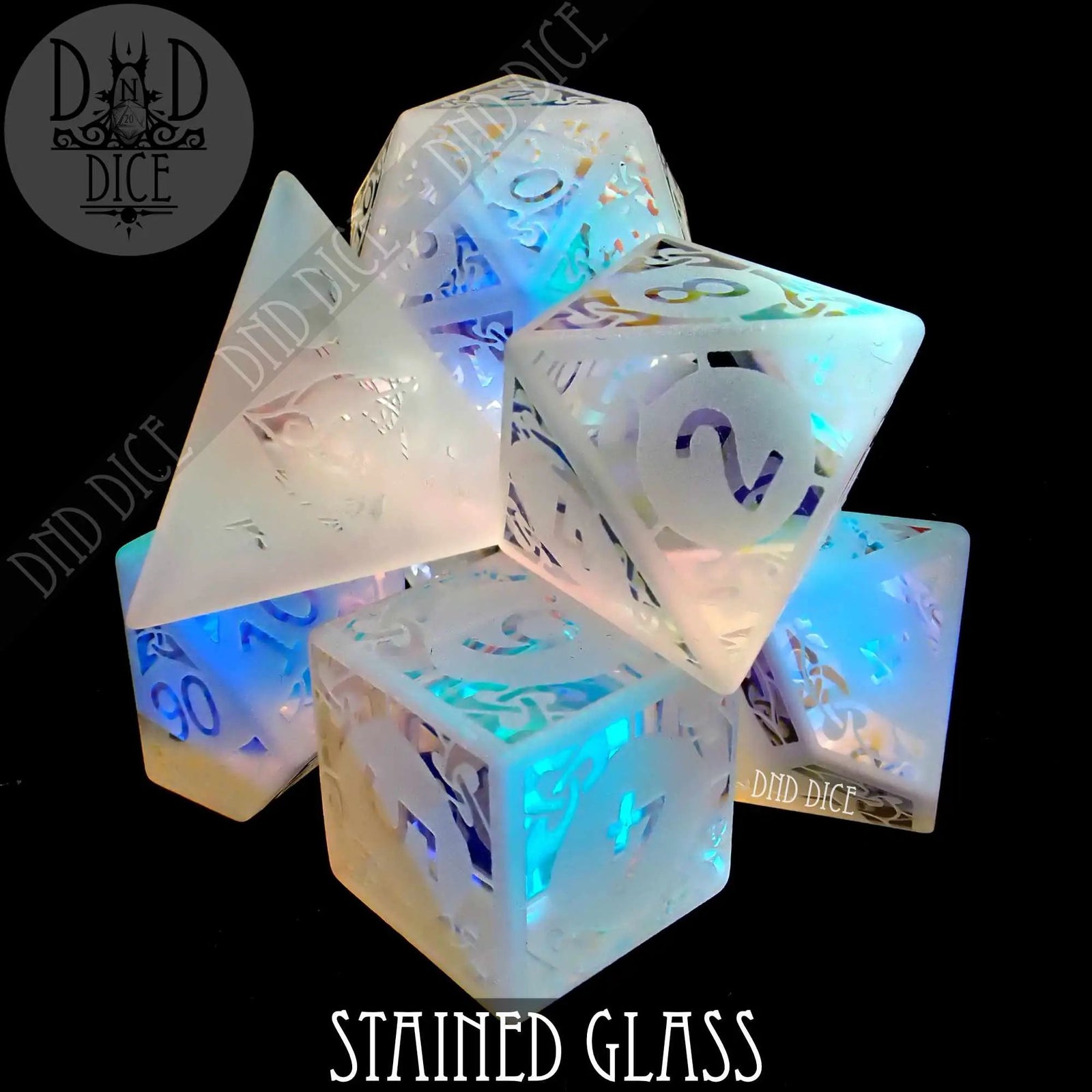 Stained Glass Frosted Dice Set (Gift Box) by DNDDICE.COM