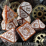 Steampunk Clockwork Caramel Dice Set by DNDDICE.COM