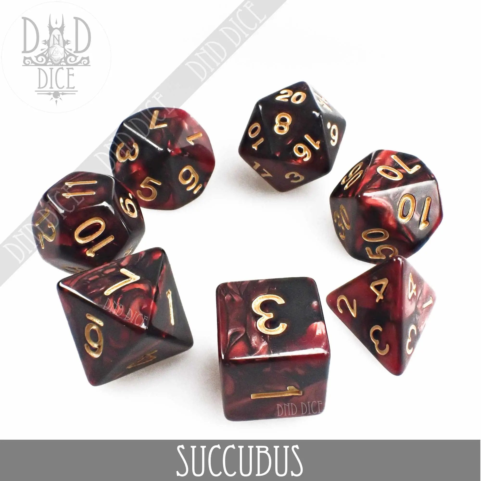 Succubus 7 or 11 Dice Set by DNDDICE.COM