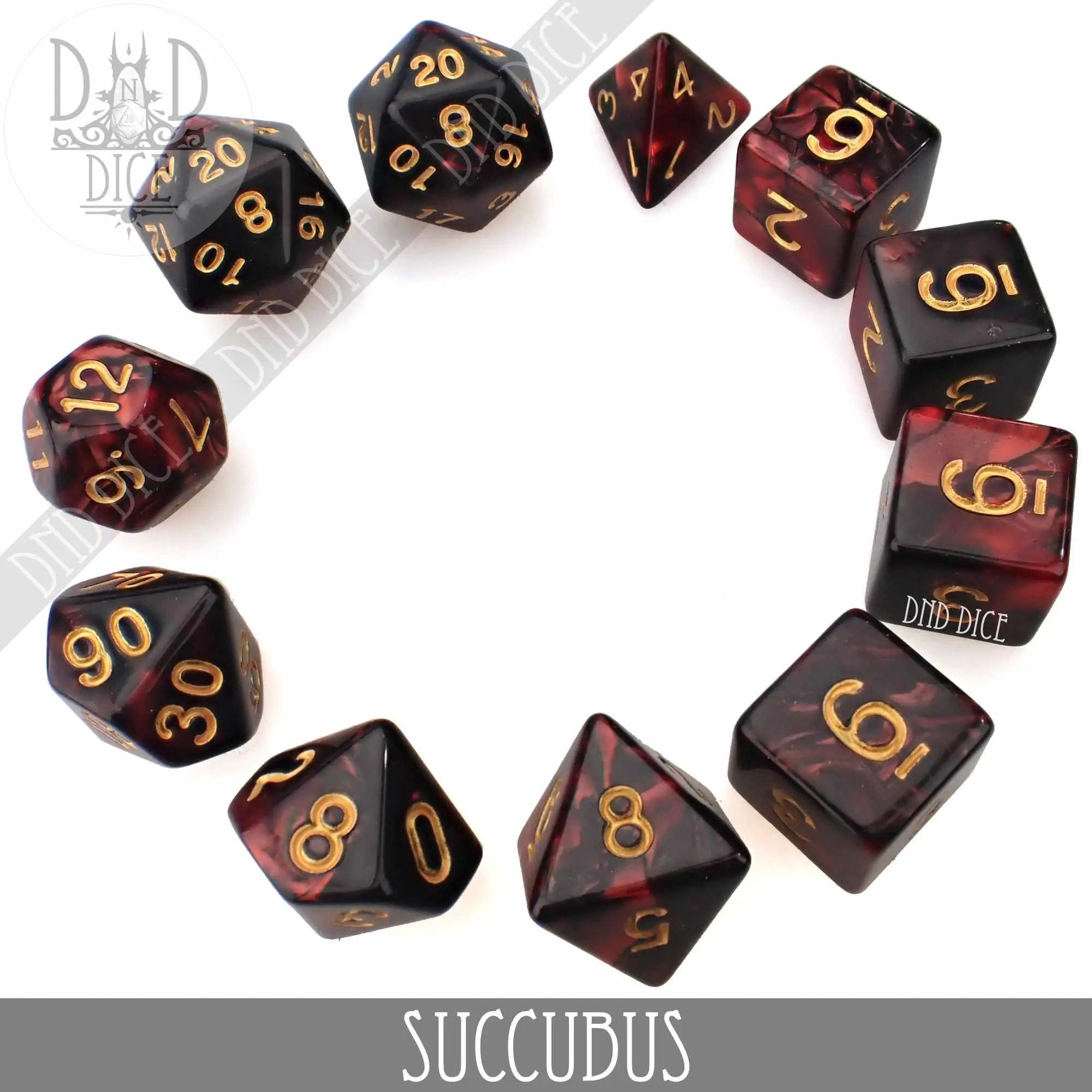 Succubus 7 or 11 Dice Set by DNDDICE.COM