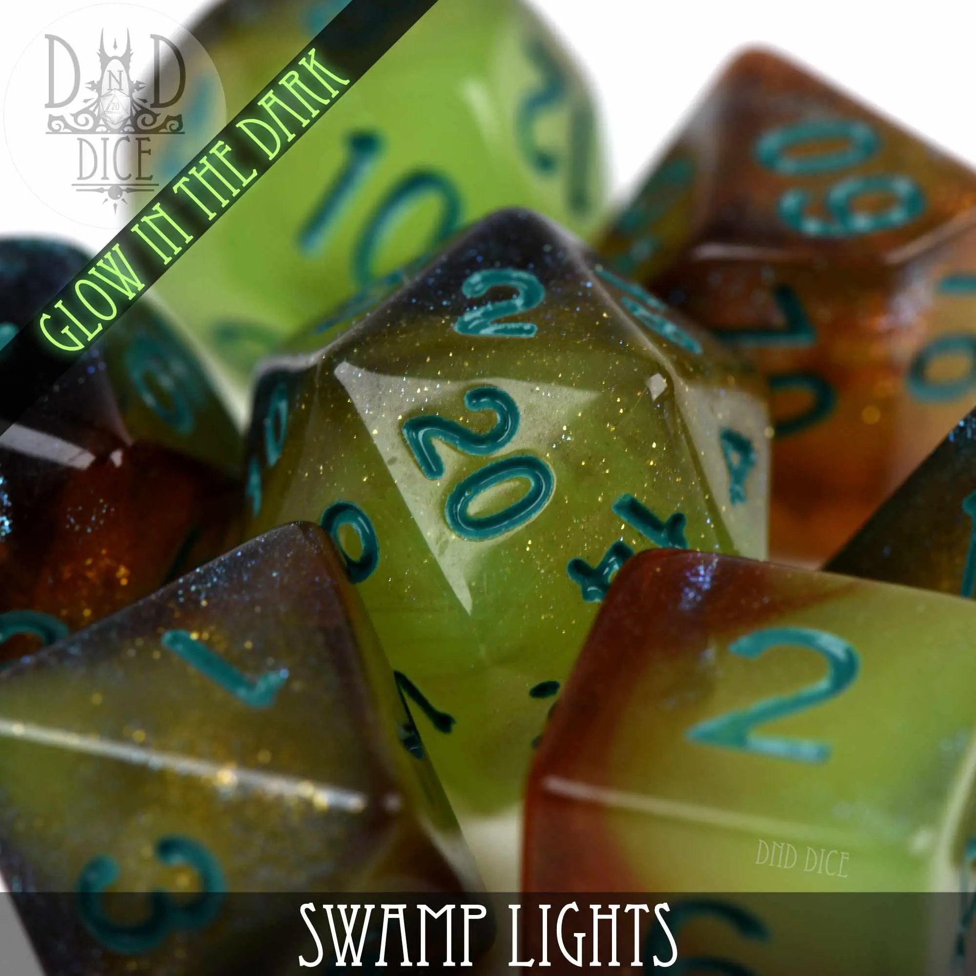 Swamp Lights Glow in the Dark Dice Set by DNDDICE.COM