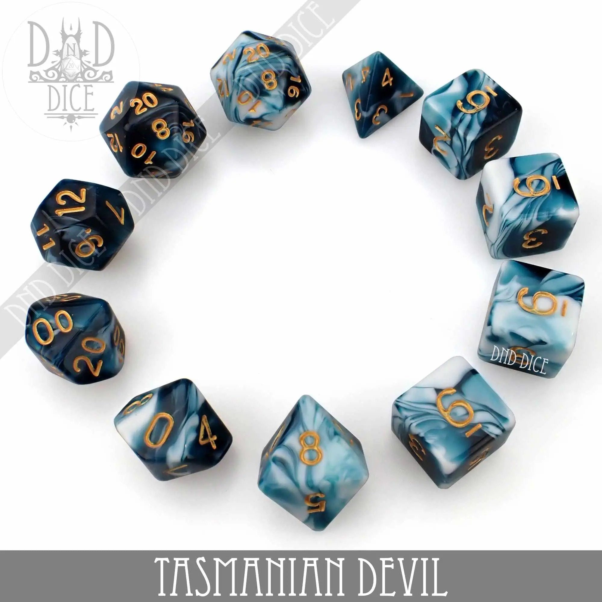 Tasmanian Devil 7 or 11 Dice Set by DNDDICE.COM