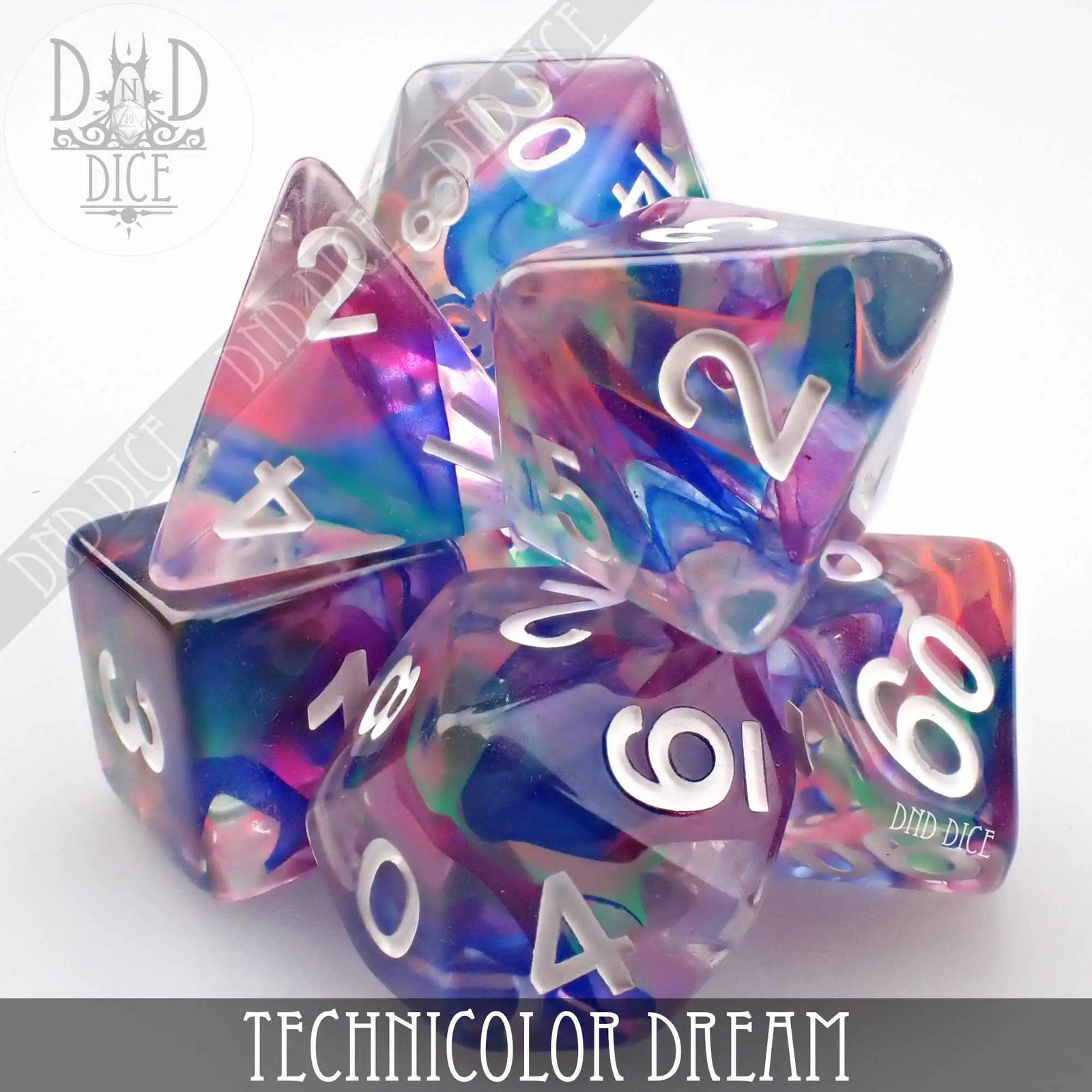 Technicolor Dream Dice Set by DNDDICE.COM