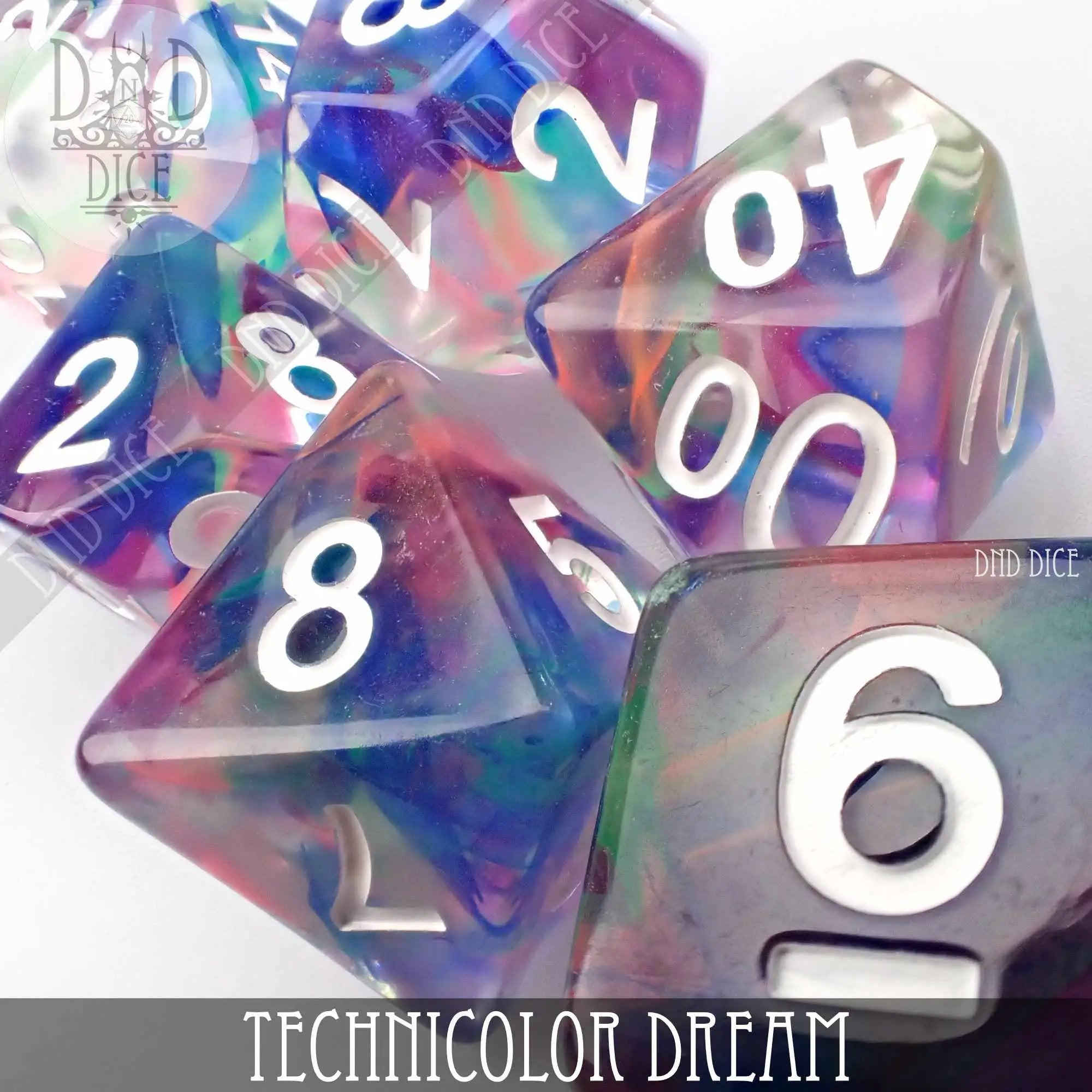 Technicolor Dream Dice Set by DNDDICE.COM
