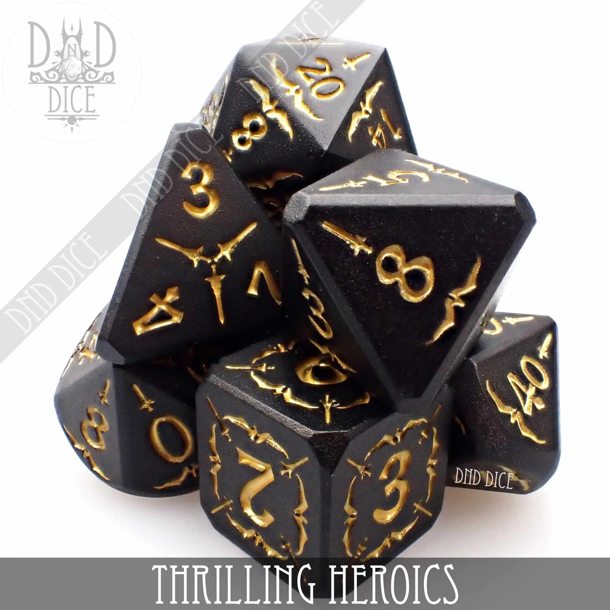 Thrilling Heroics Metal Dice Set by DNDDICE.COM