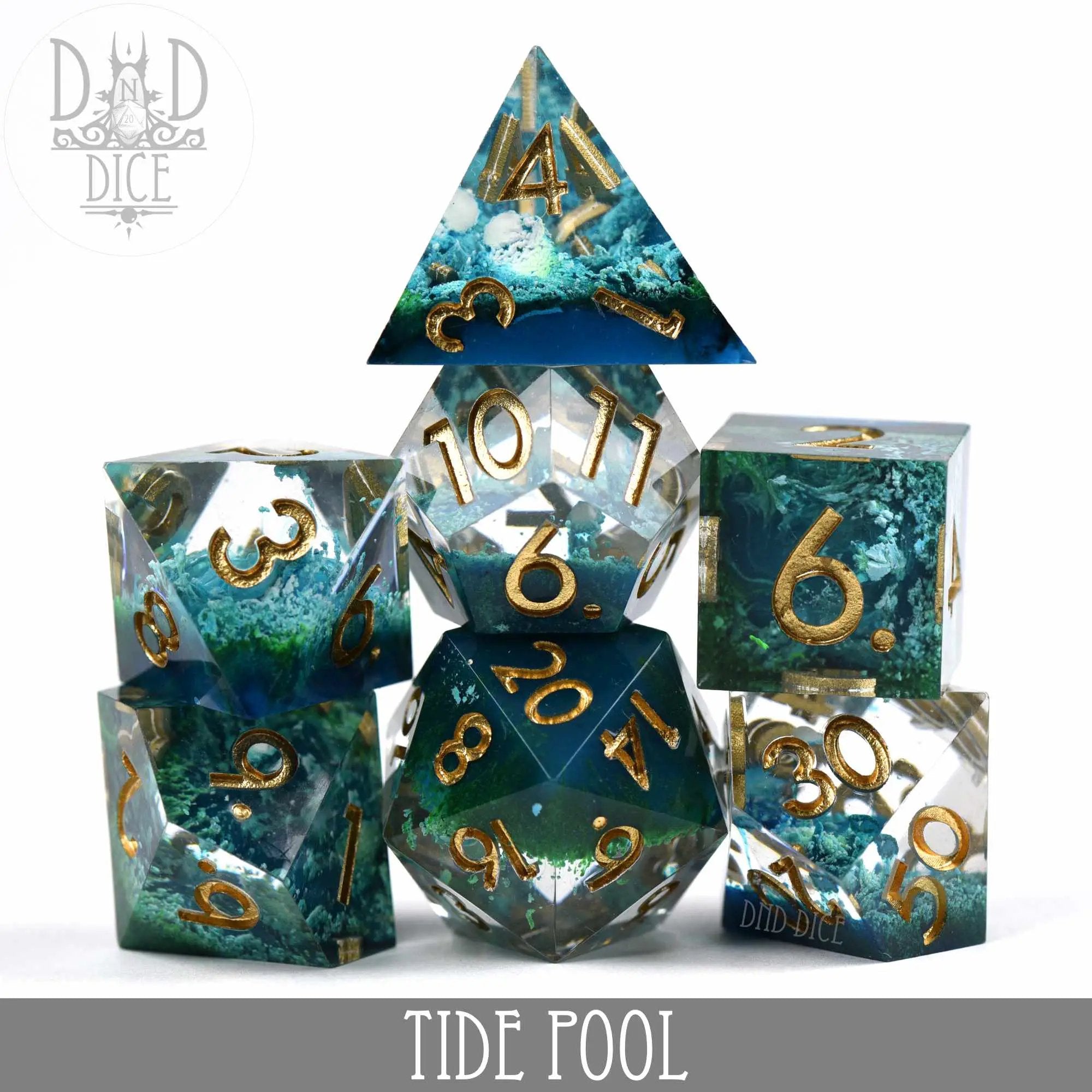 Tide Pool Handmade Dice Set by DNDDICE.COM