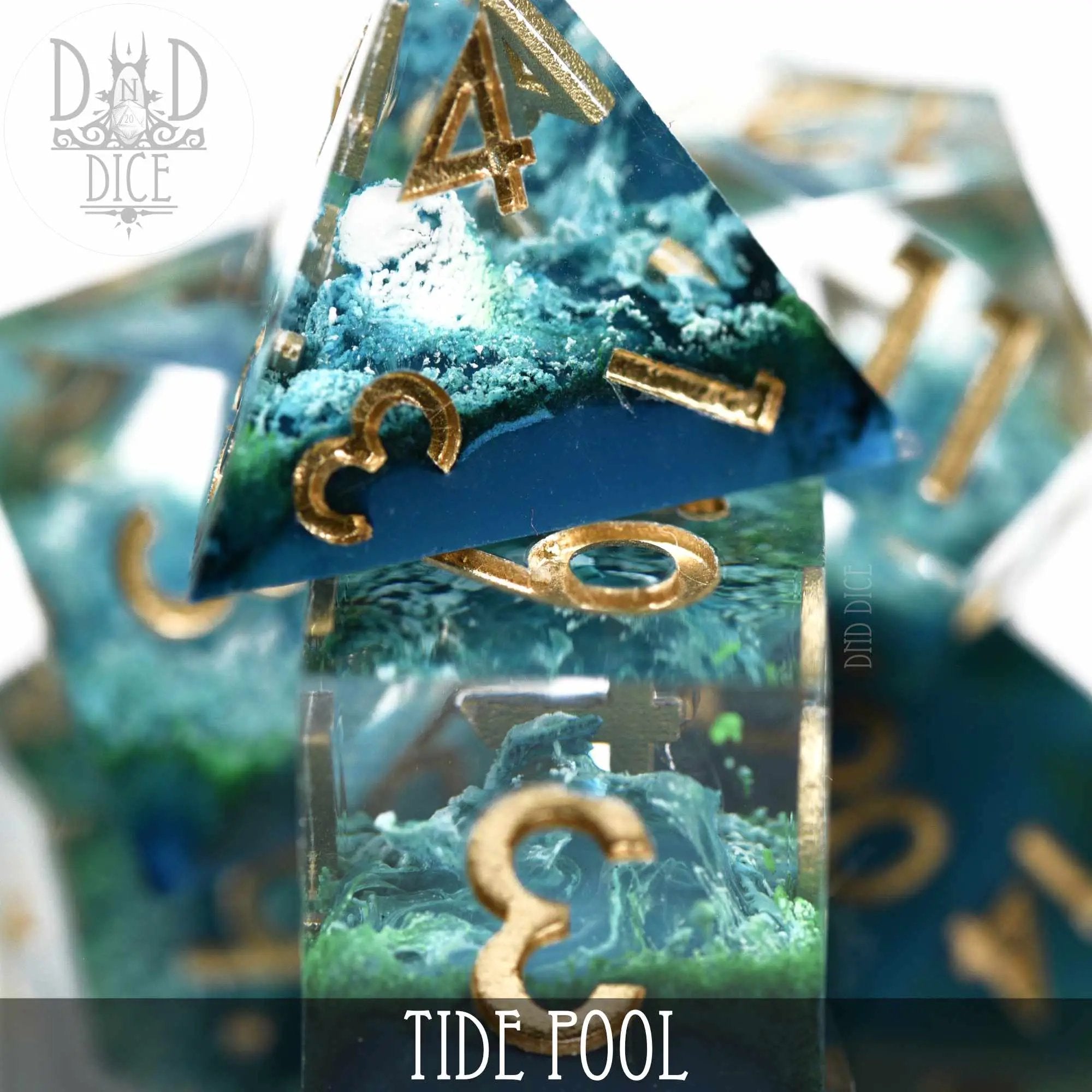 Tide Pool Handmade Dice Set by DNDDICE.COM