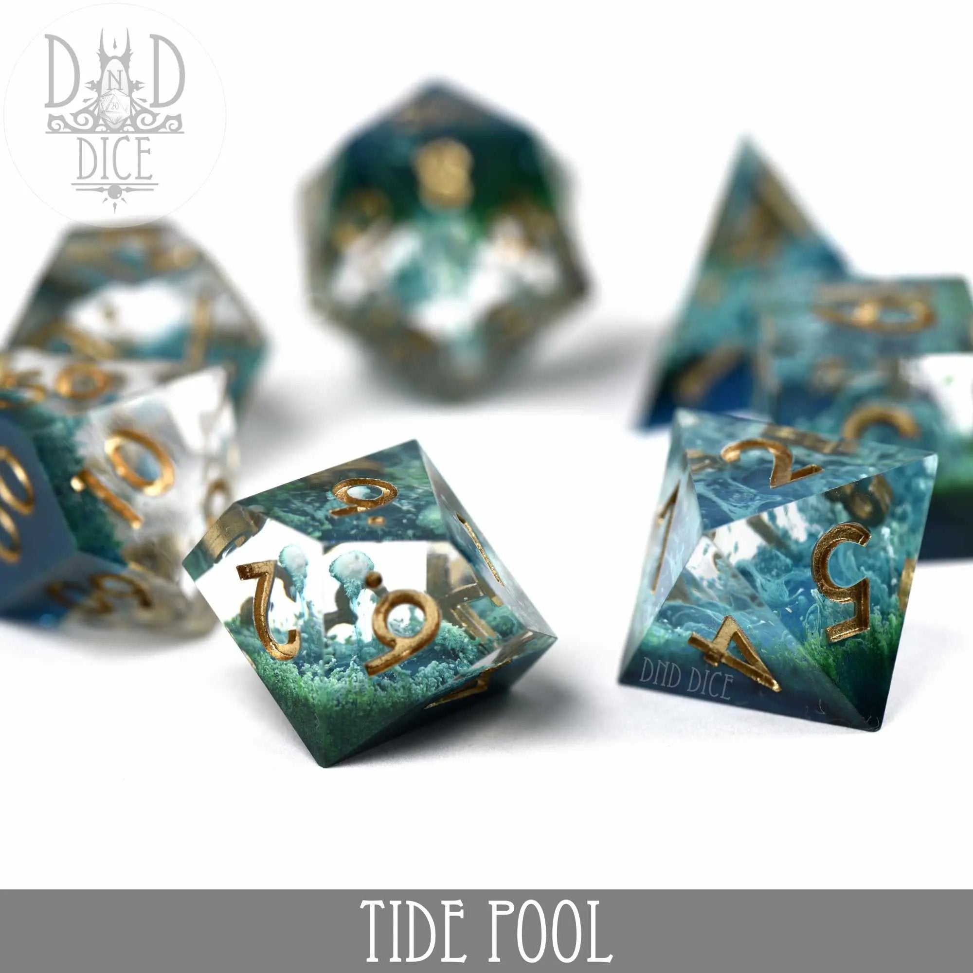 Tide Pool Handmade Dice Set by DNDDICE.COM