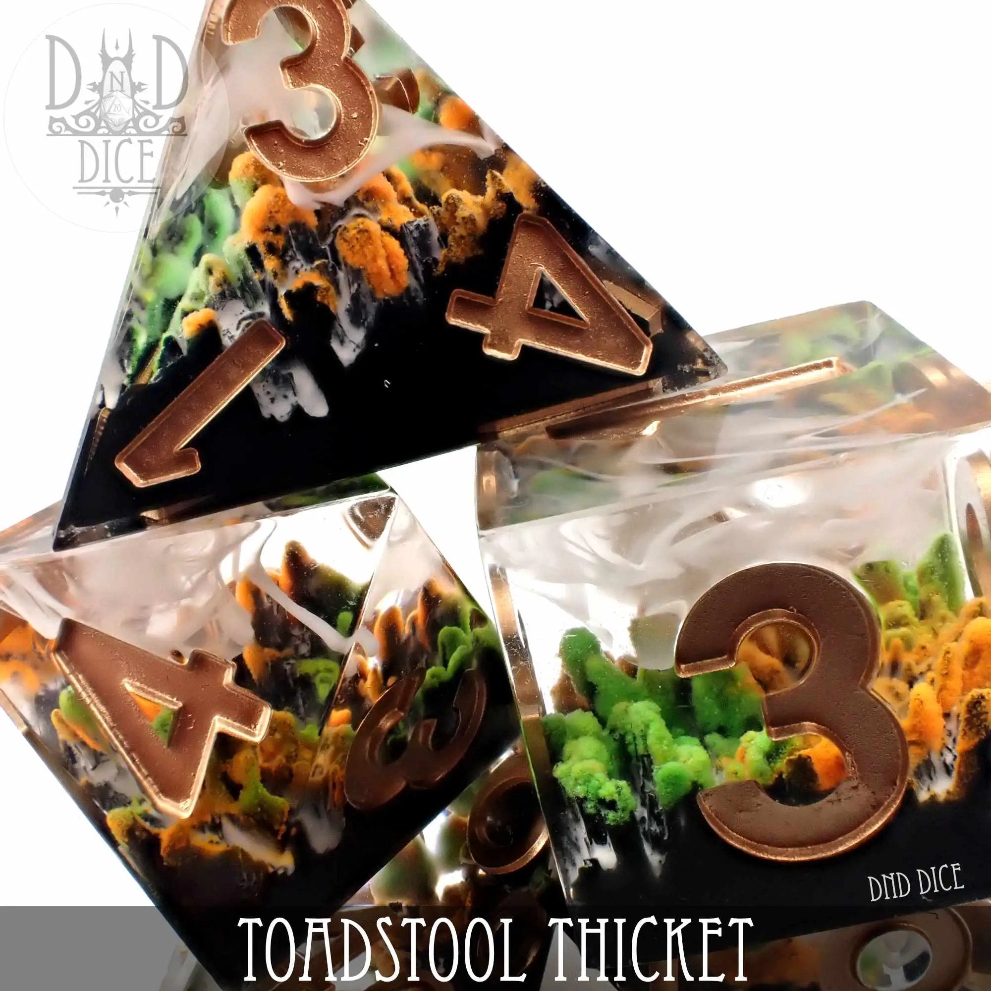 Toadstool Thicket Handmade Dice Set by DNDDICE.COM
