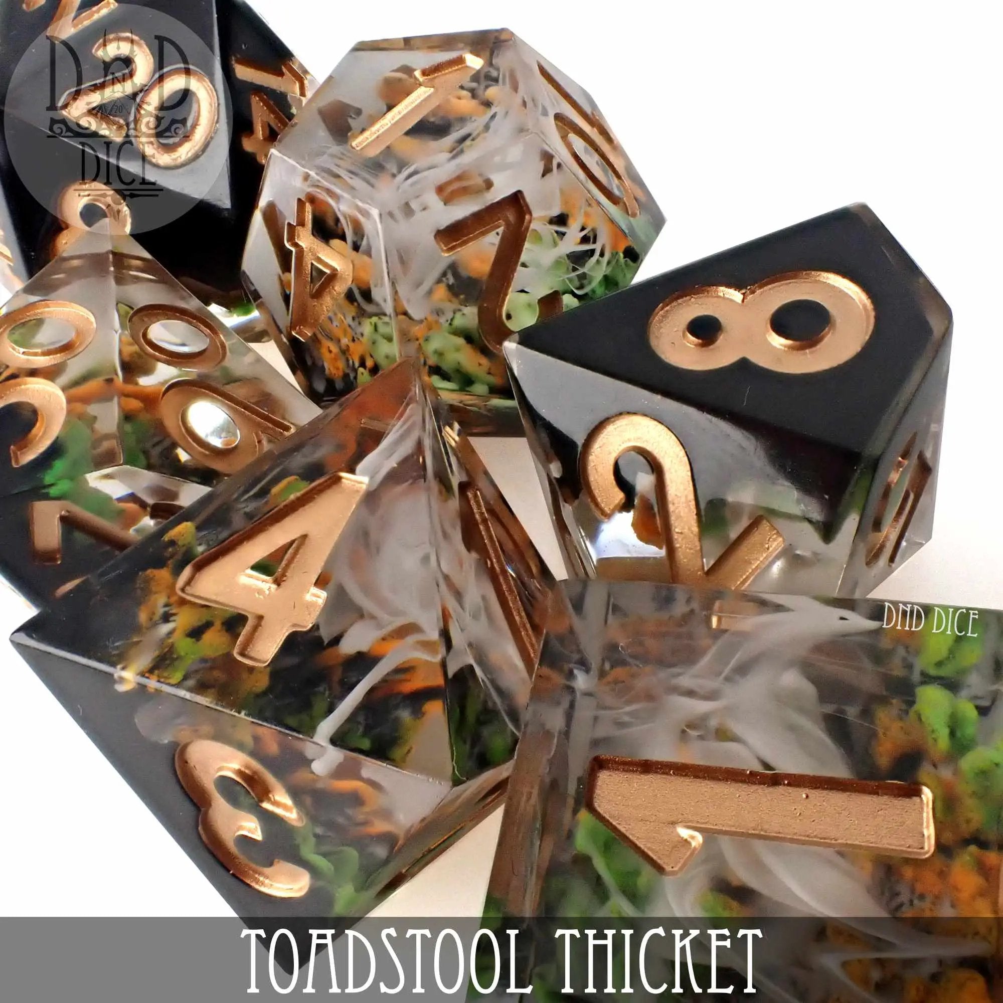 Toadstool Thicket Handmade Dice Set by DNDDICE.COM