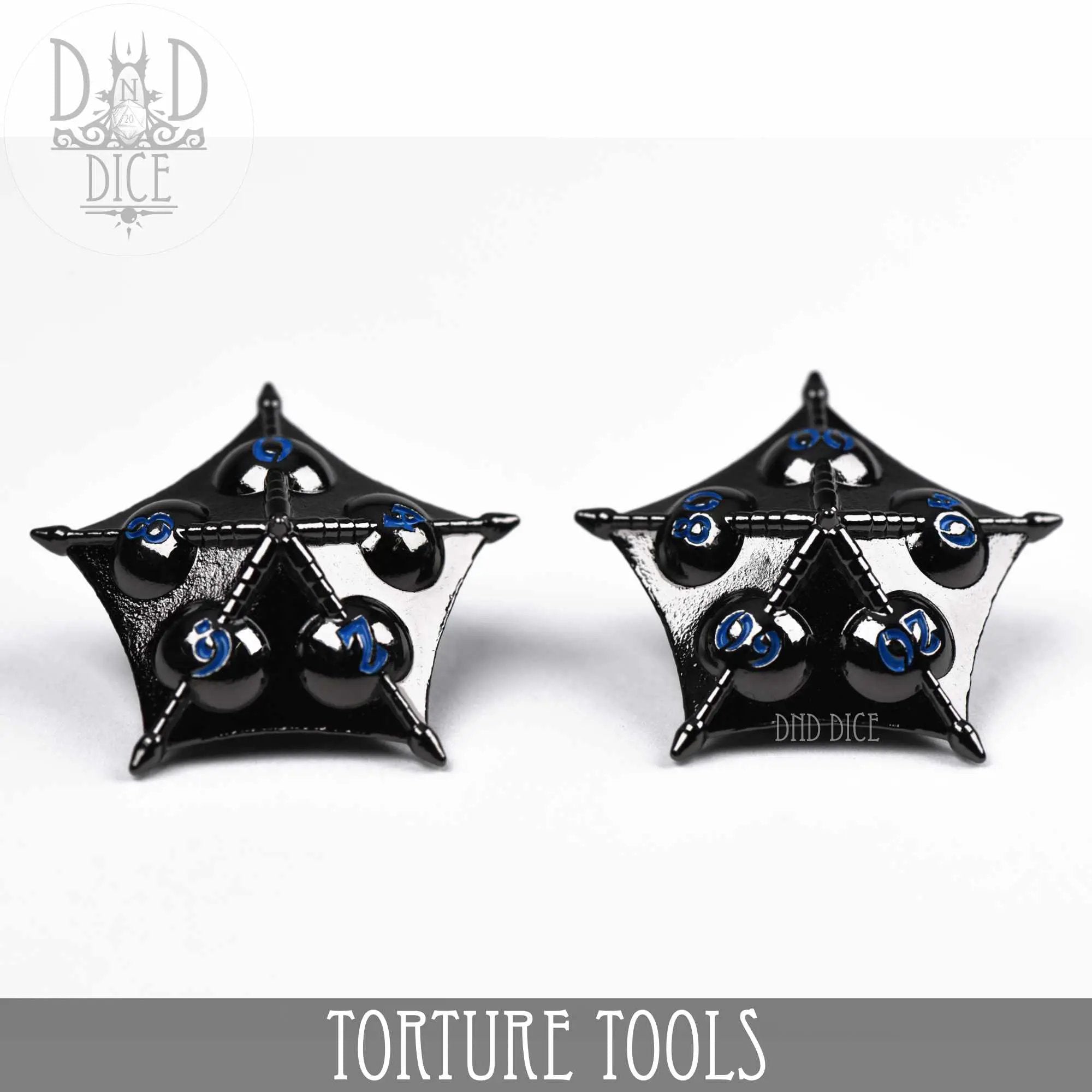 Torture Tools Blue - Metal Dice Set by DNDDICE.COM