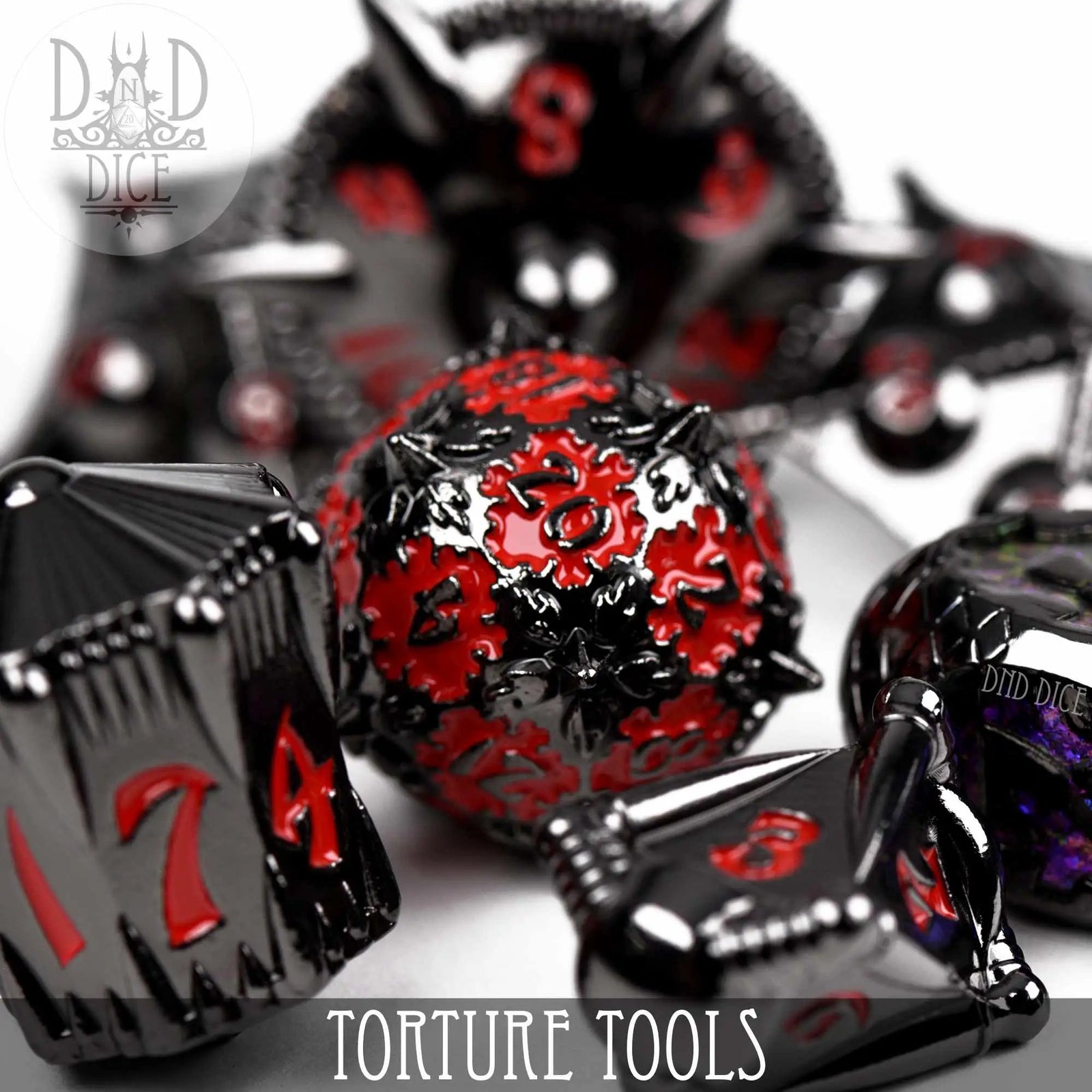 Torture Tools Red - Metal Dice Set by DNDDICE.COM