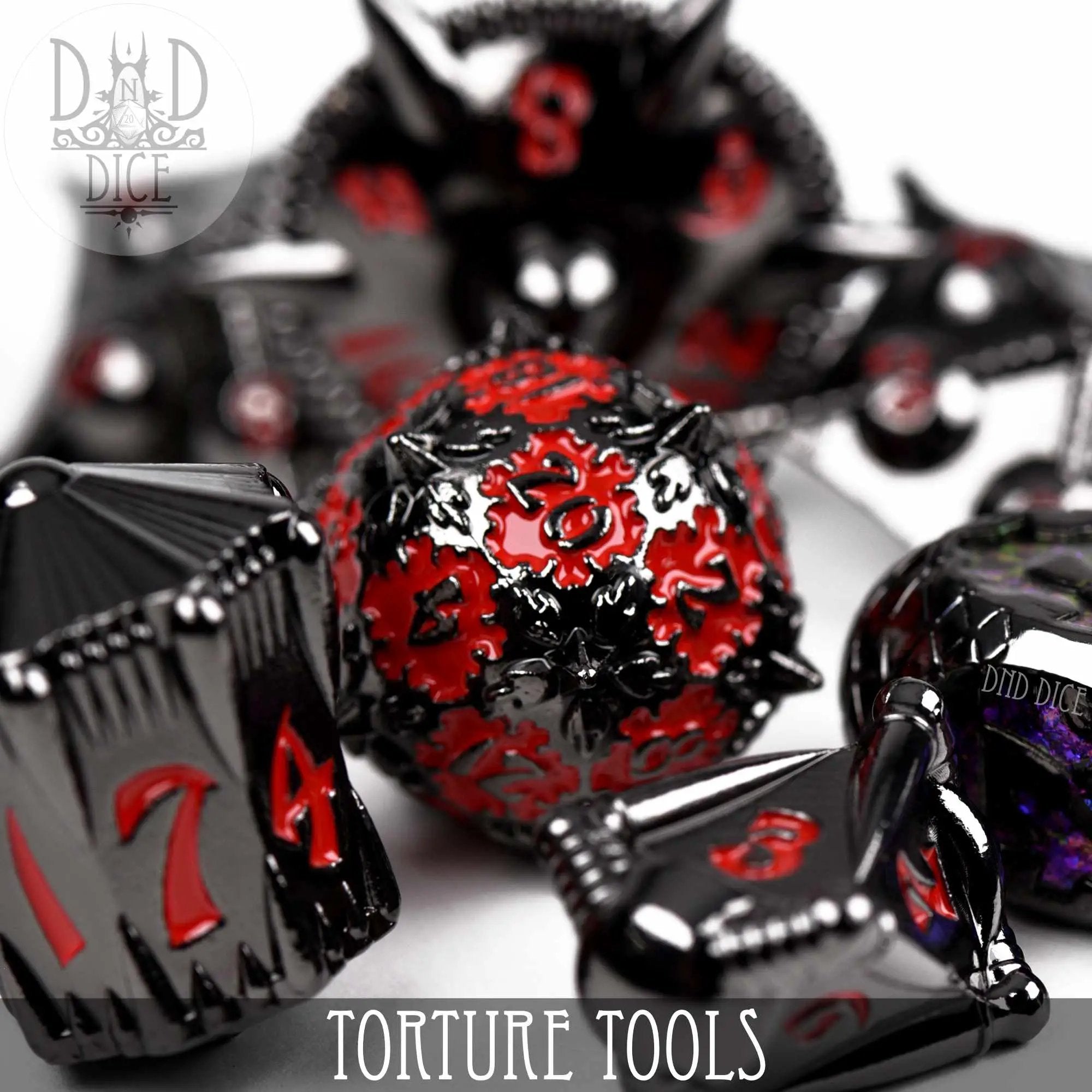 Torture Tools Red - Metal Dice Set by DNDDICE.COM