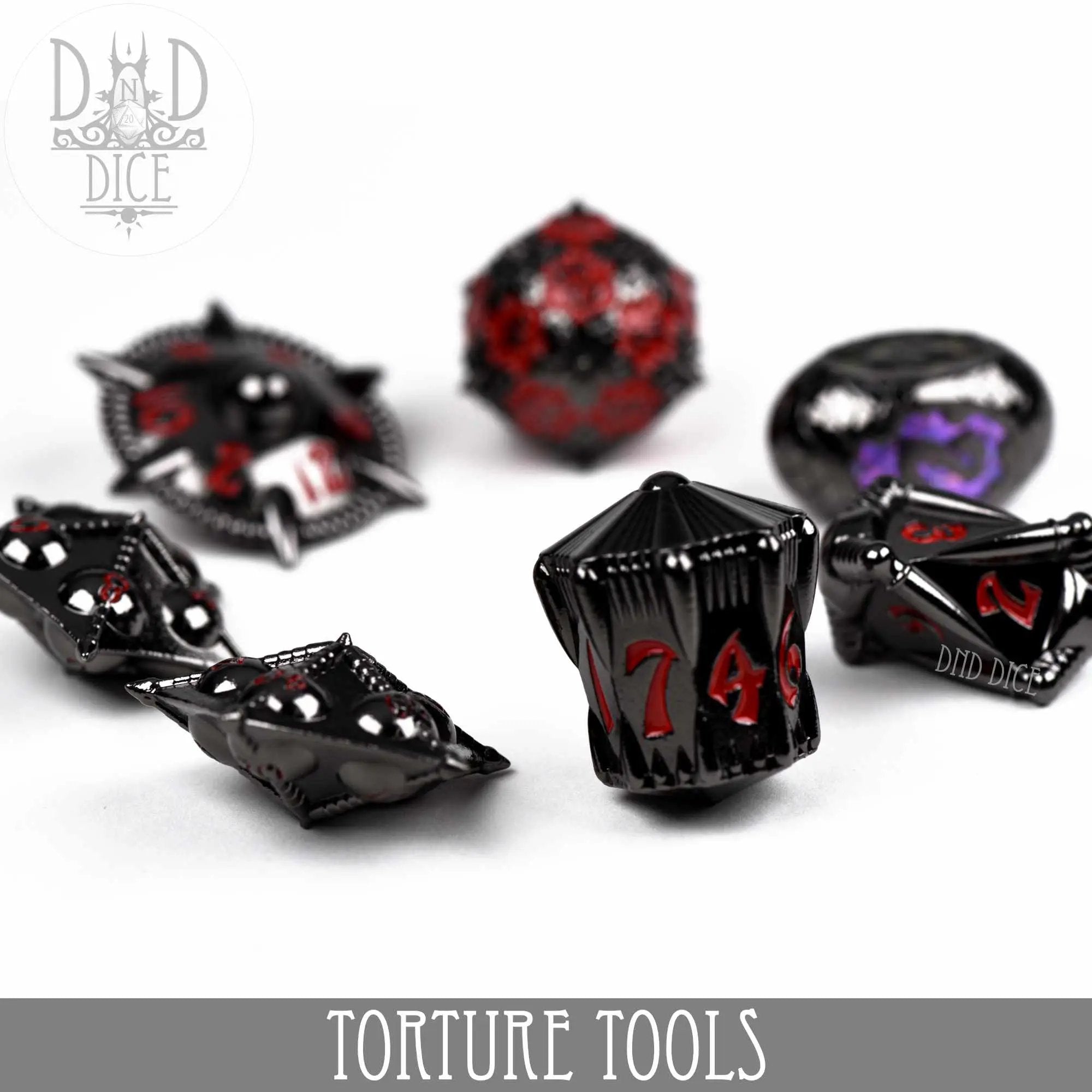 Torture Tools Red - Metal Dice Set by DNDDICE.COM