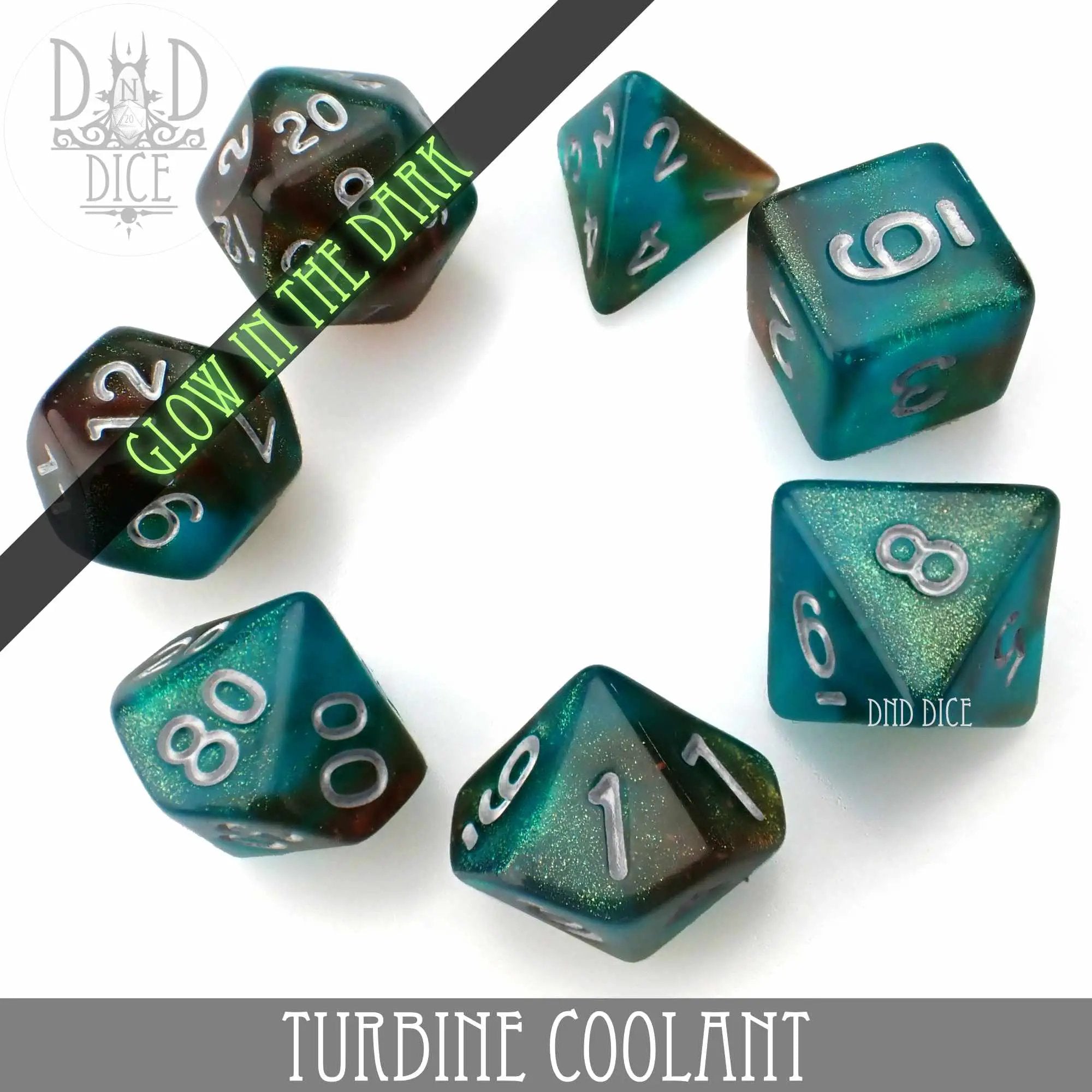 Turbine Coolant Glow in the Dark Dice Set by DNDDICE.COM