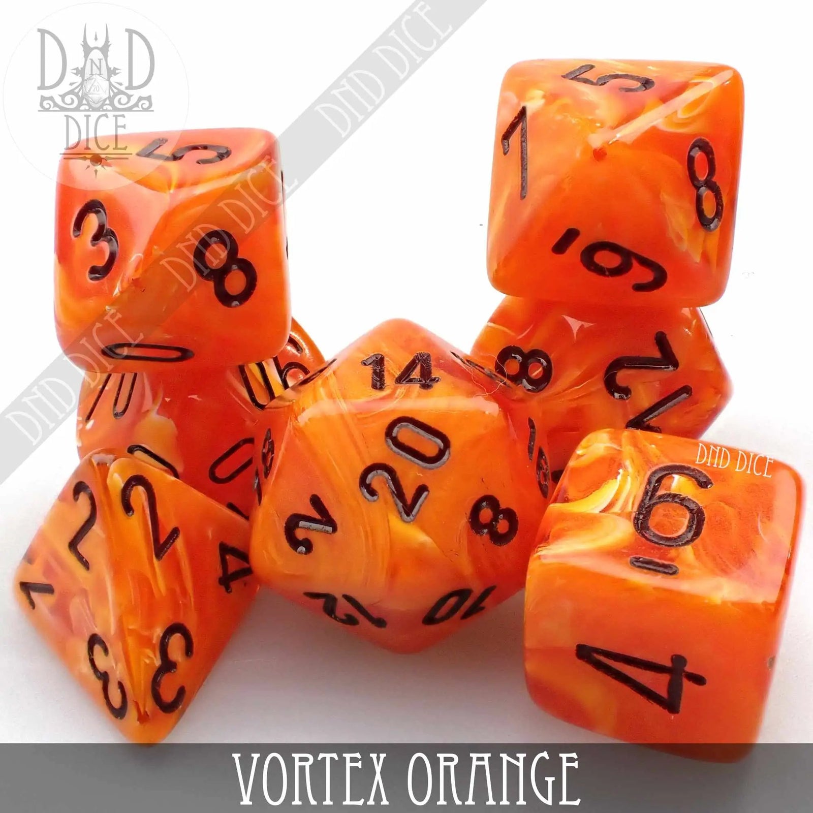 Vortex Orange Dice Set by DNDDICE.COM