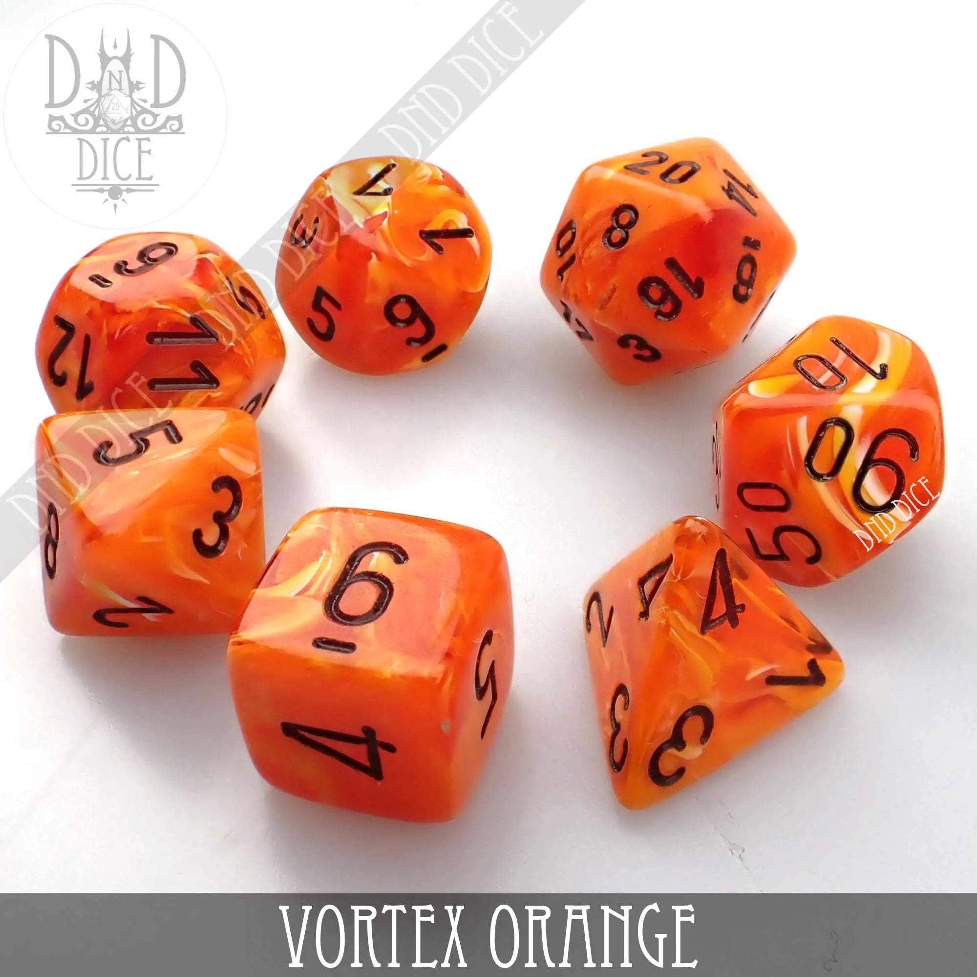 Vortex Orange Dice Set by DNDDICE.COM
