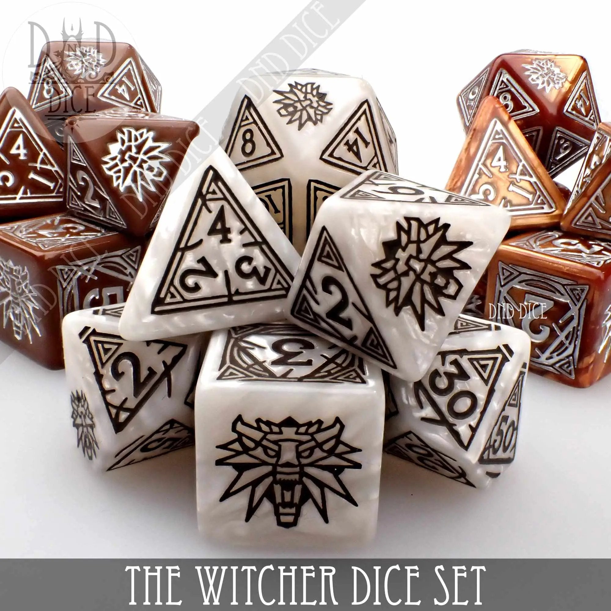 The Witcher Dice Set and Coin - Geralt by DNDDICE.COM