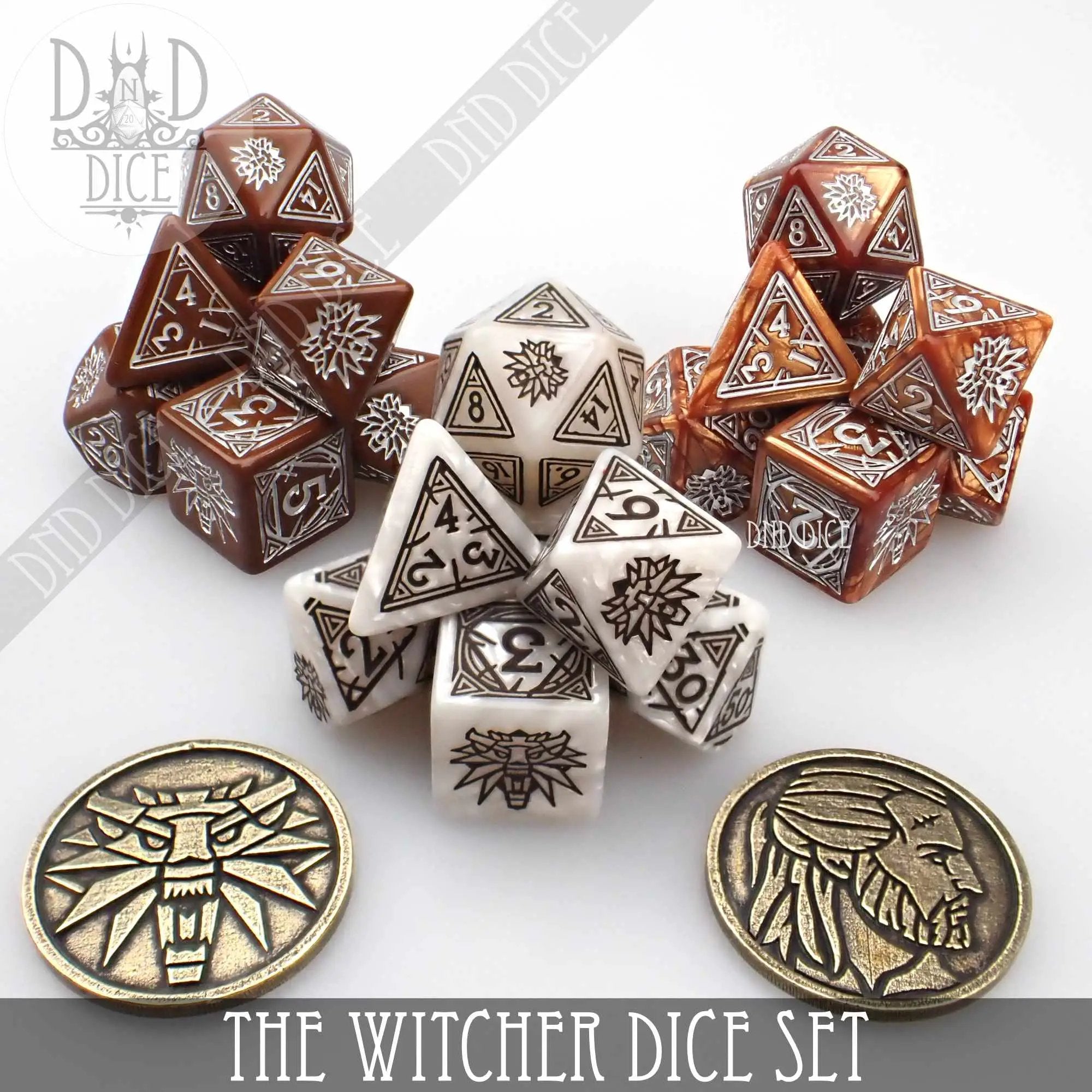 The Witcher Dice Set and Coin - Geralt by DNDDICE.COM