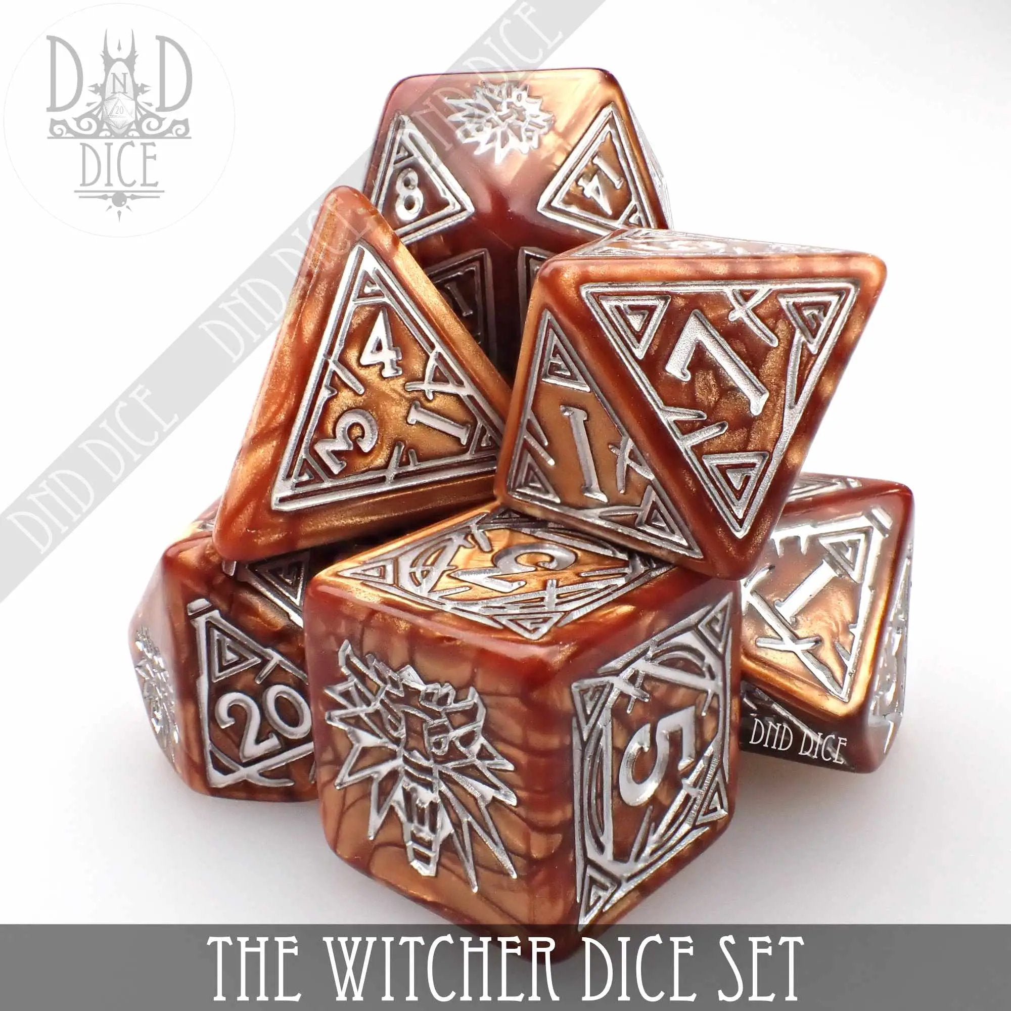 The Witcher Dice Set and Coin - Geralt by DNDDICE.COM
