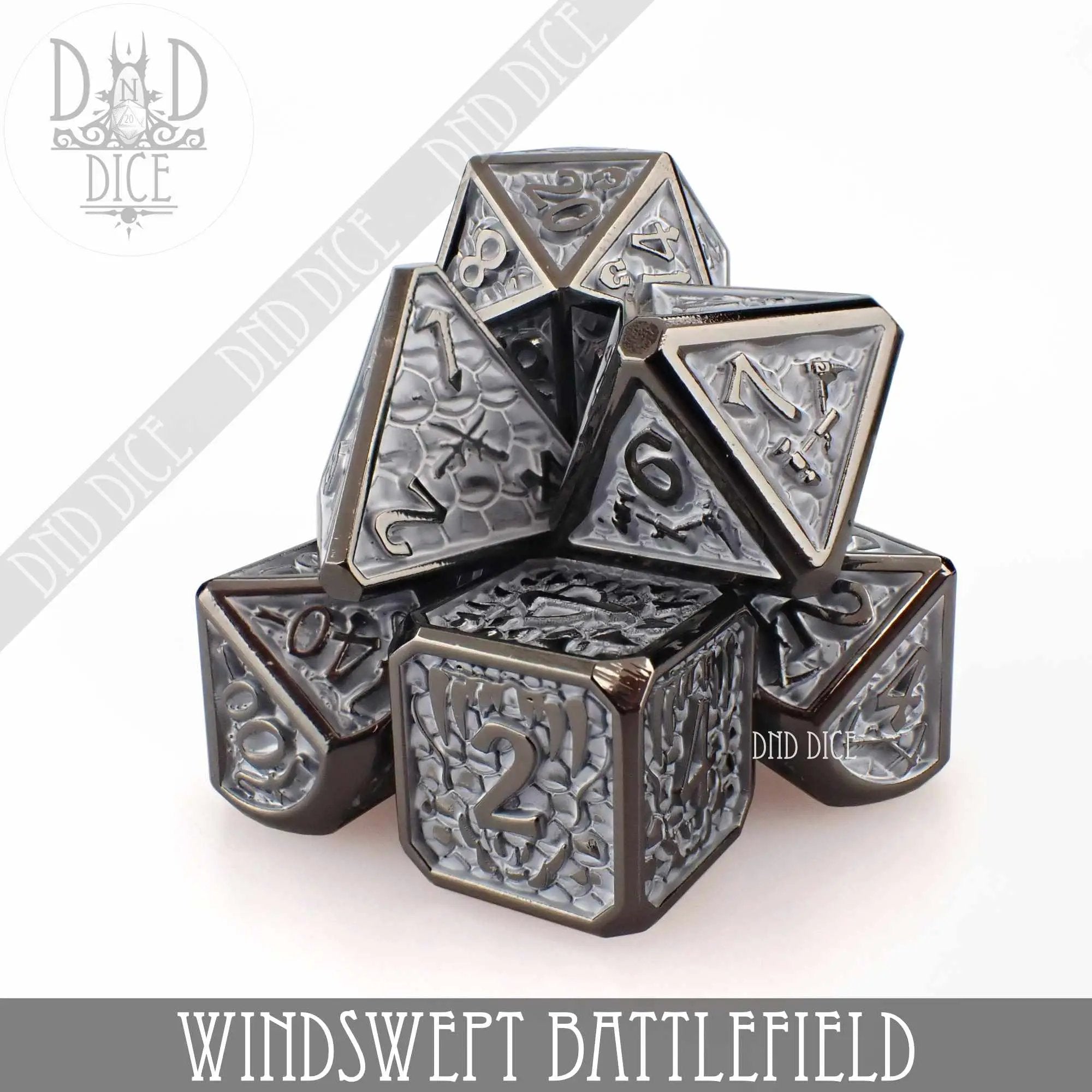 Windswept Battlefield Metal Dice Set by DNDDICE.COM