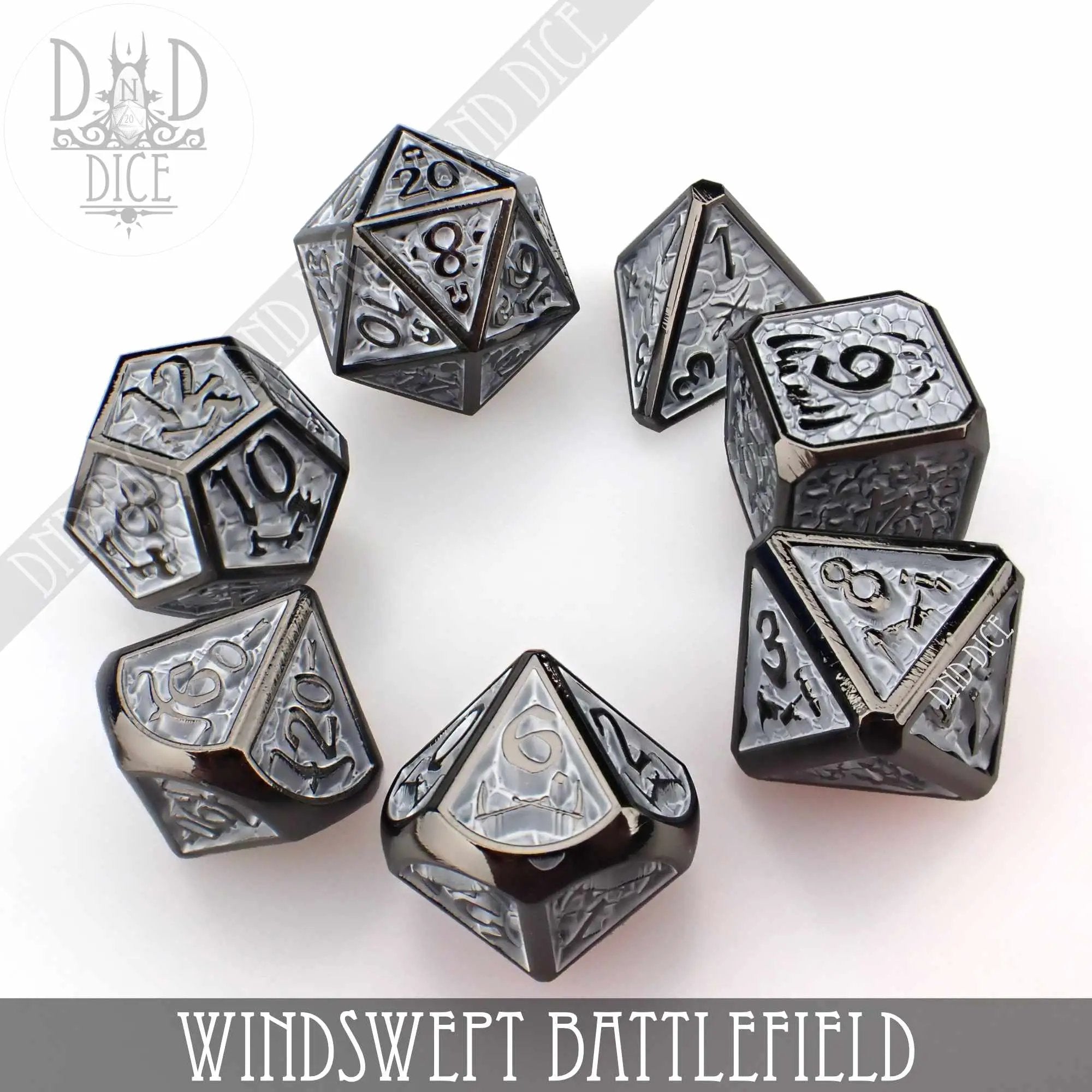 Windswept Battlefield Metal Dice Set by DNDDICE.COM