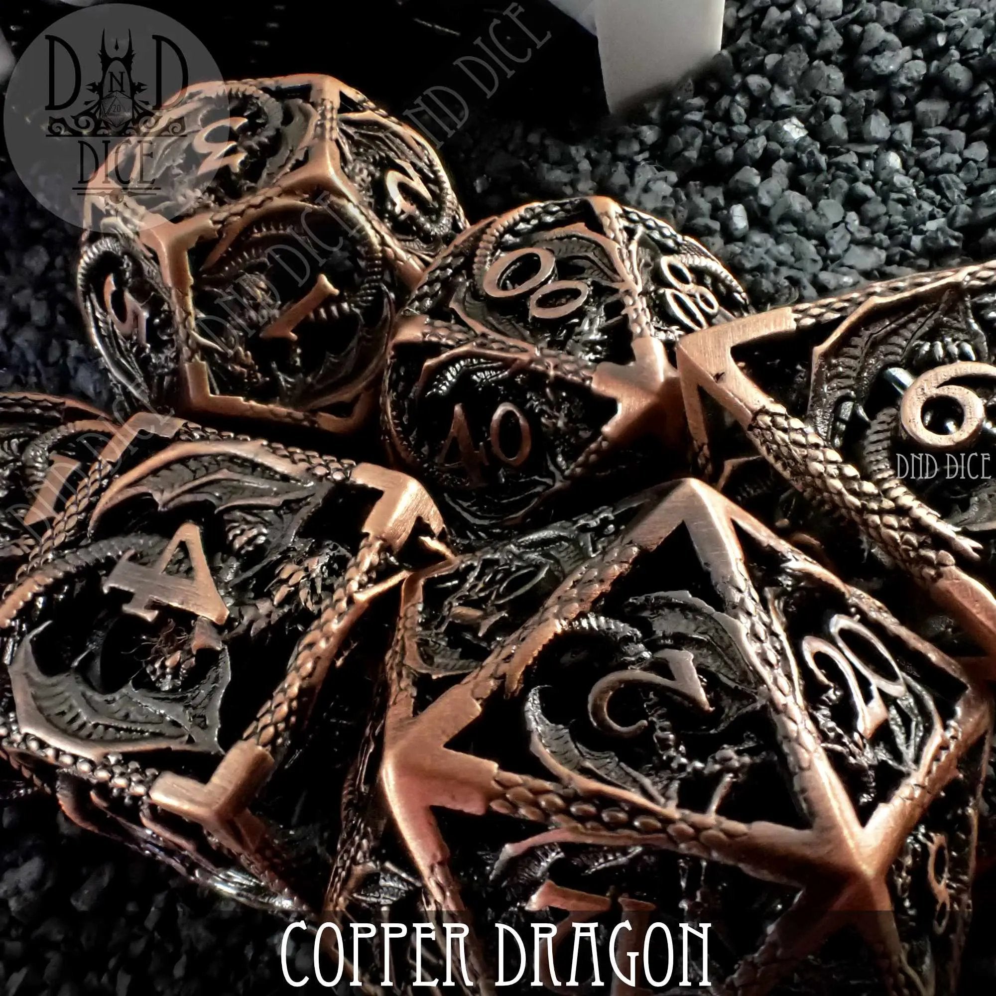 Copper Dragon Metal Dice Set (Gift Box) by DNDDICE.COM