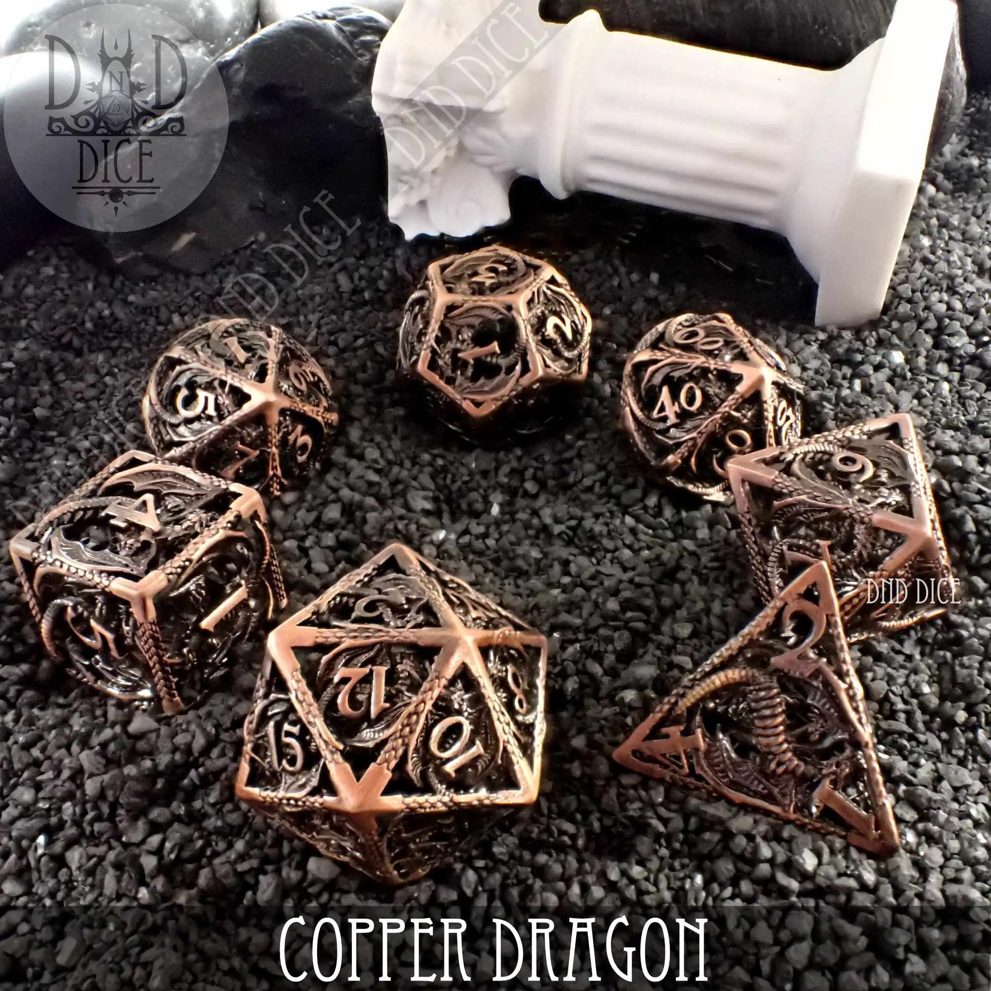 Copper Dragon Metal Dice Set (Gift Box) by DNDDICE.COM